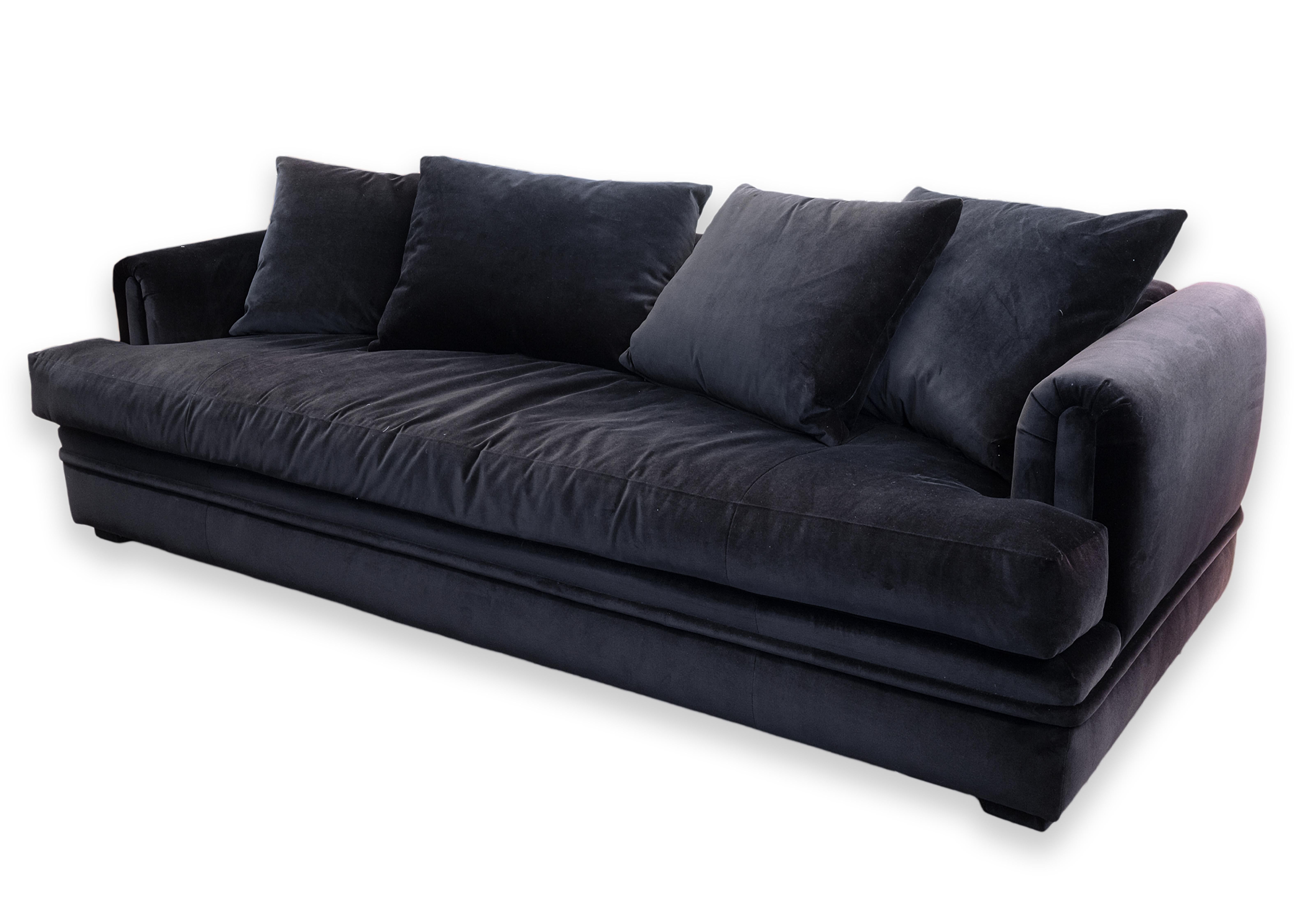 A. Rudin Contemporary Modern Custom Made Deep Plum Velvet Upholstery Sofa For Sale 2