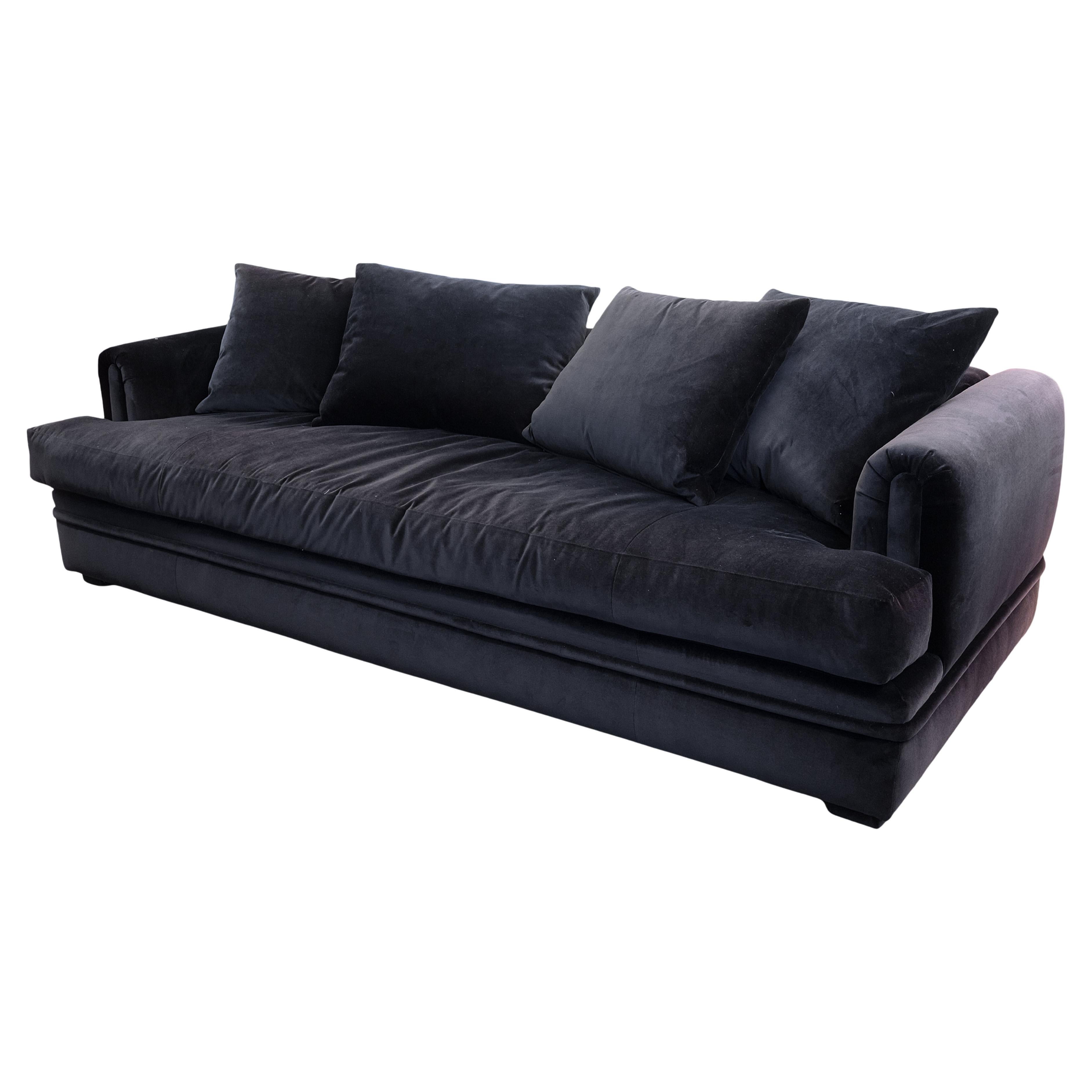 A. Rudin Contemporary Modern Custom Made Deep Plum Velvet Upholstery Sofa For Sale