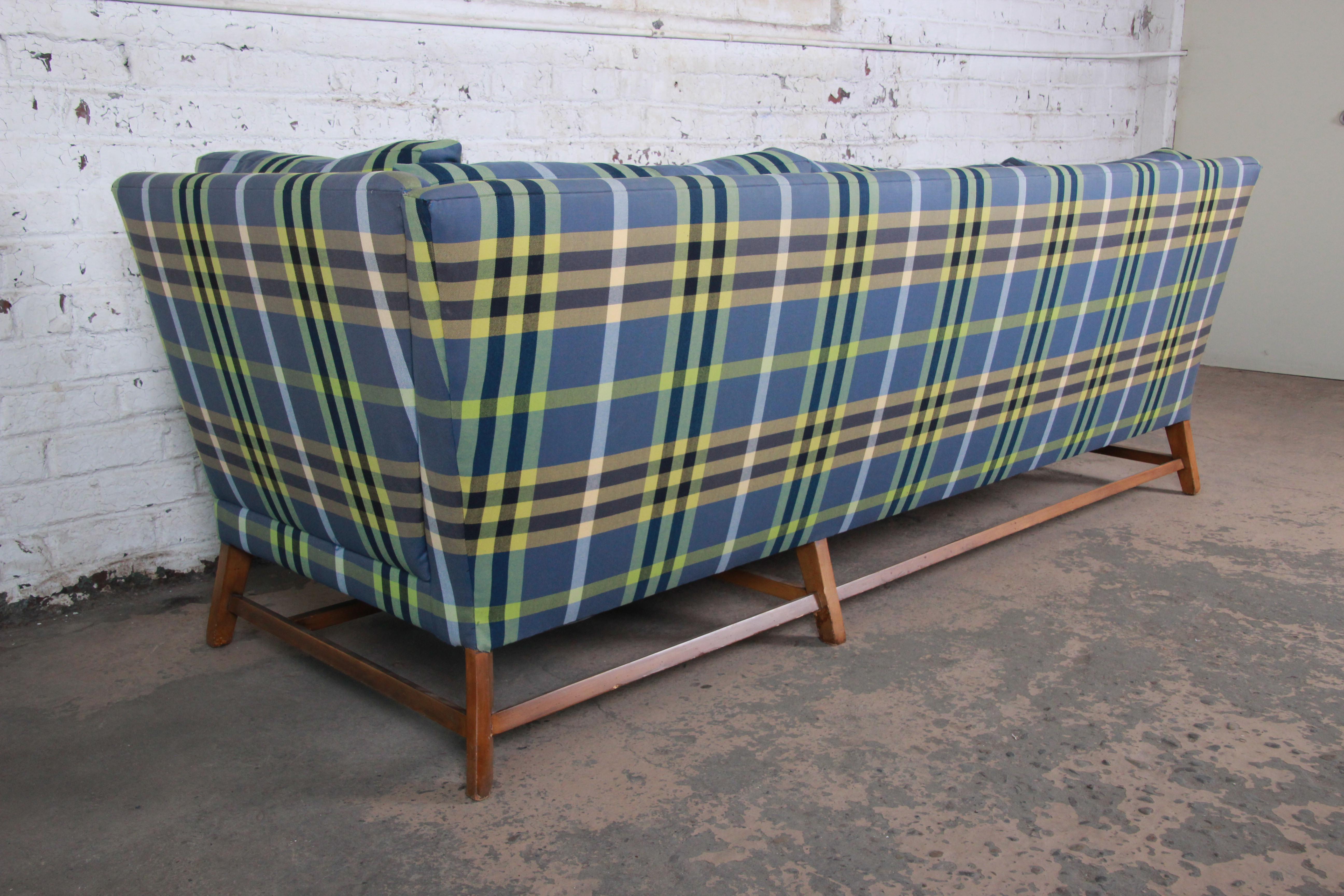 A. Rudin Down Filled Two-Piece Sectional Sofa in Plaid Upholstery 2