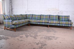A. Rudin Down Filled Two-Piece Sectional Sofa in Plaid Upholstery