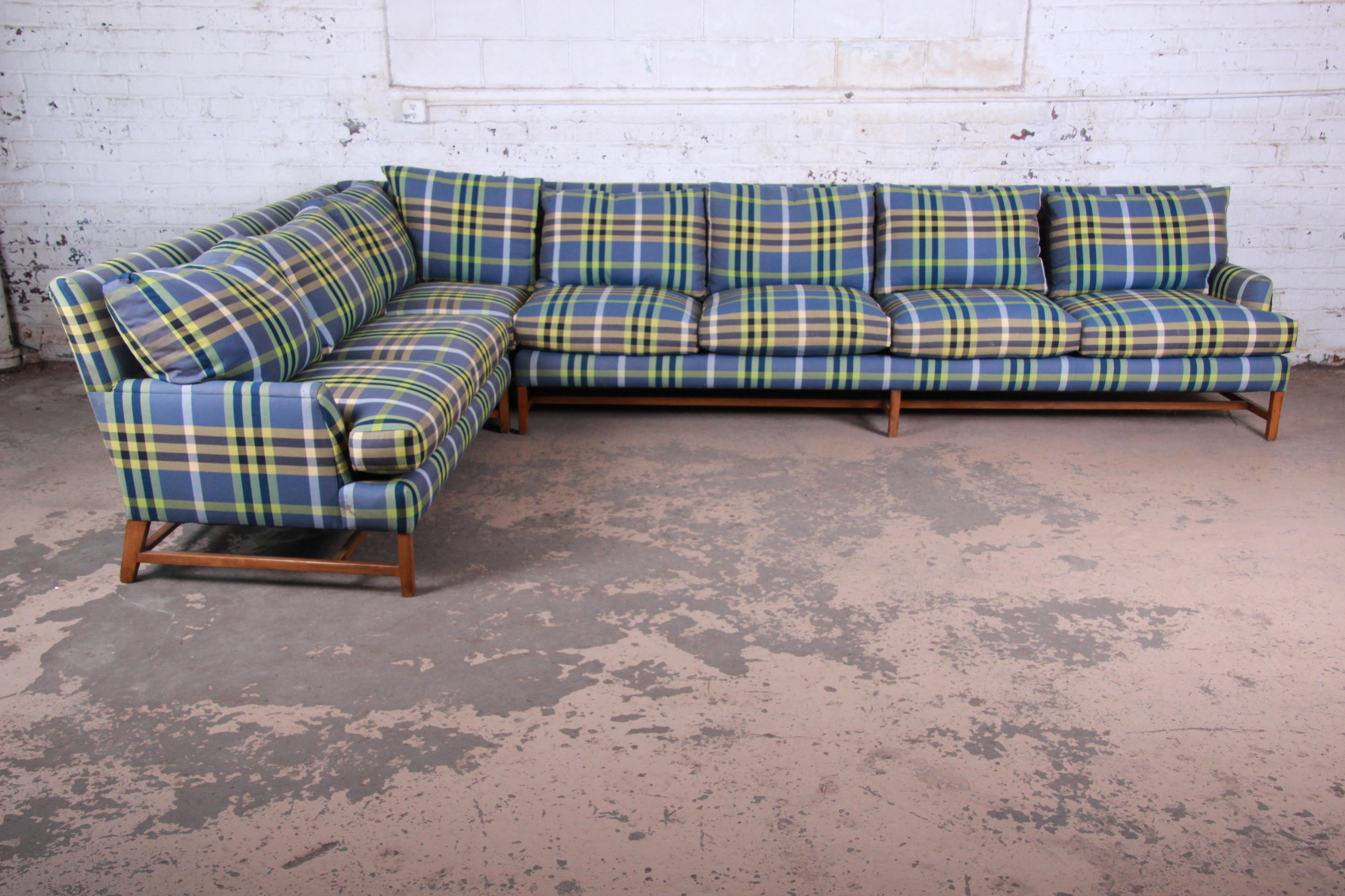 plaid sectional sofa