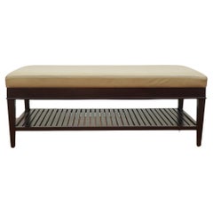 A. Rudin Leather Bench/Ottoman with Slat Bottom Shelf