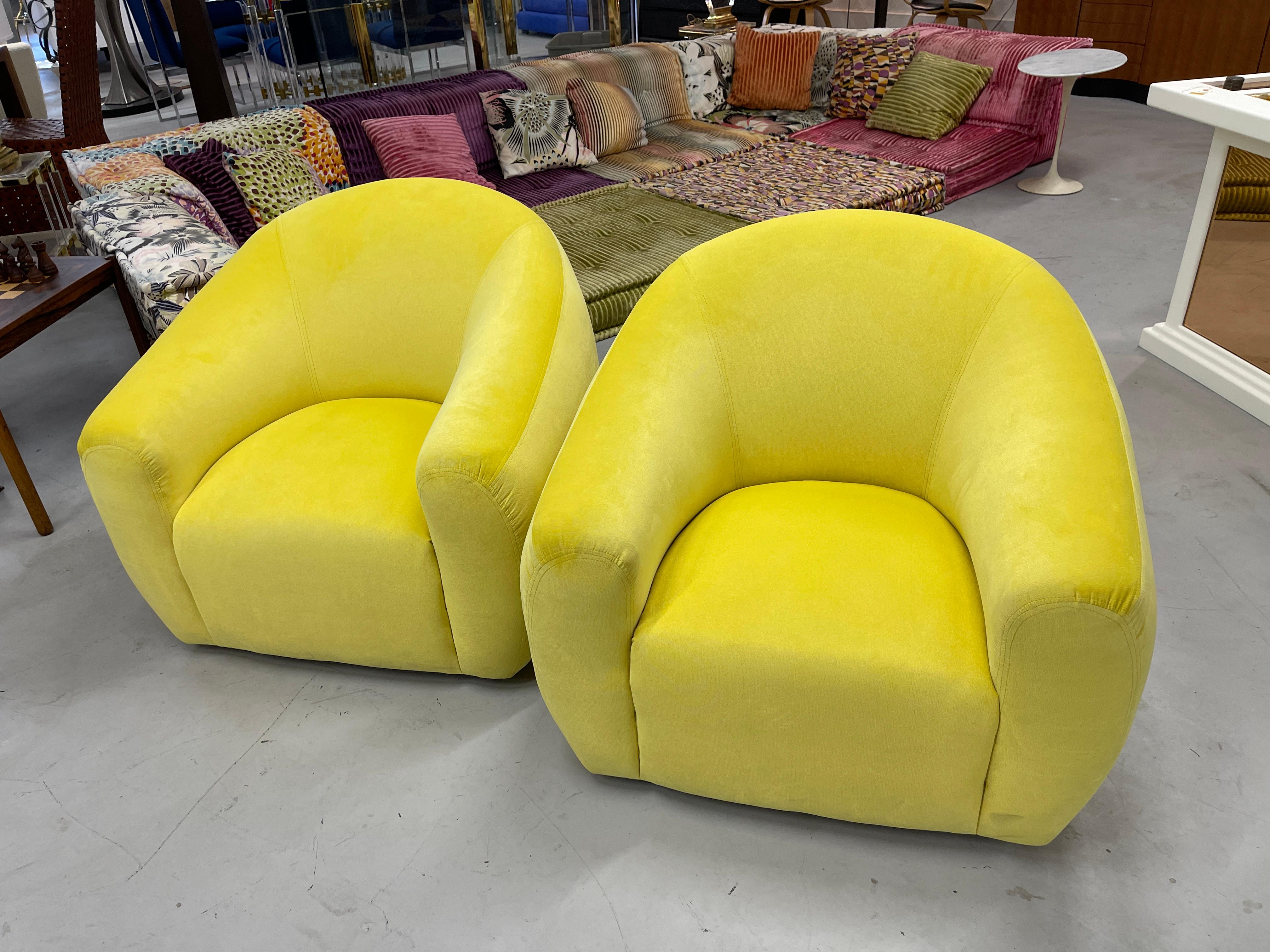 A Rudin Swivel Chairs in Limon Kravet Fabric 2