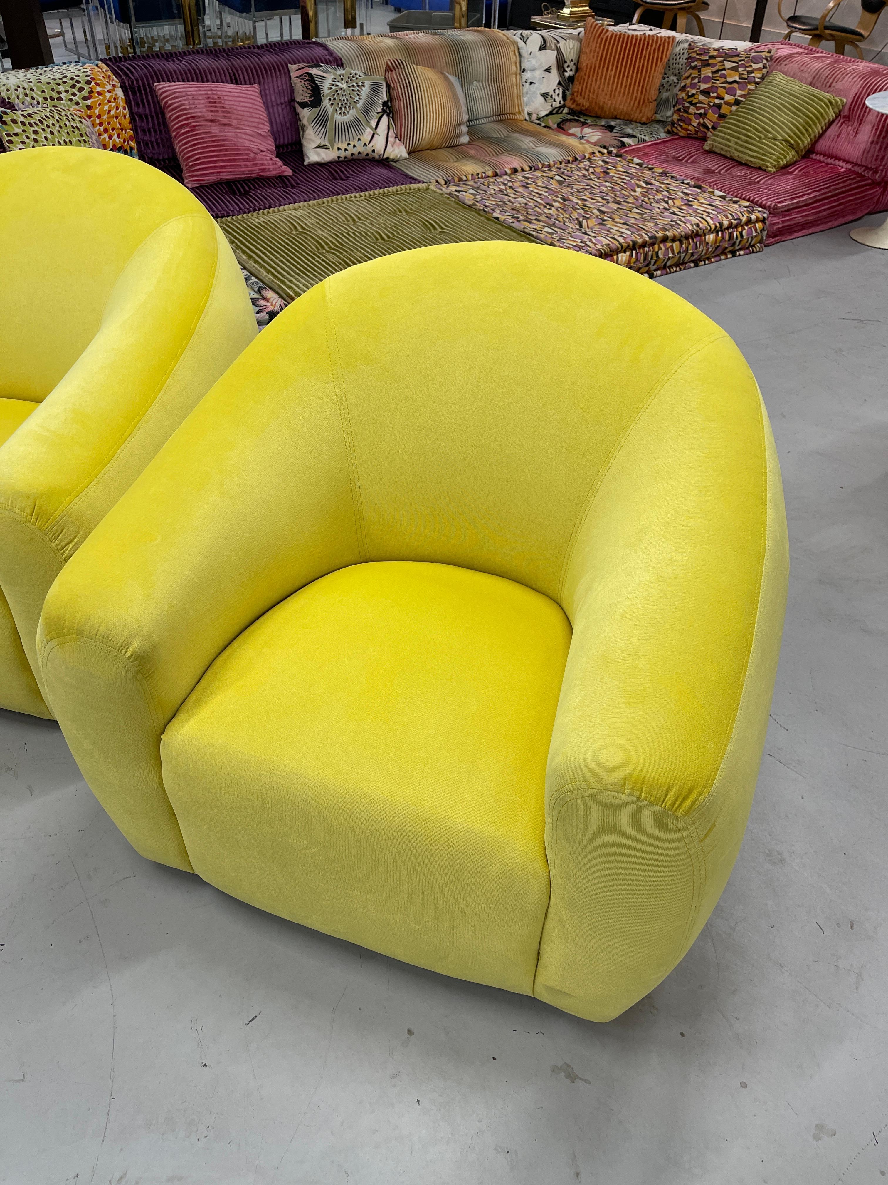 A Rudin Swivel Chairs in Limon Kravet Fabric 3