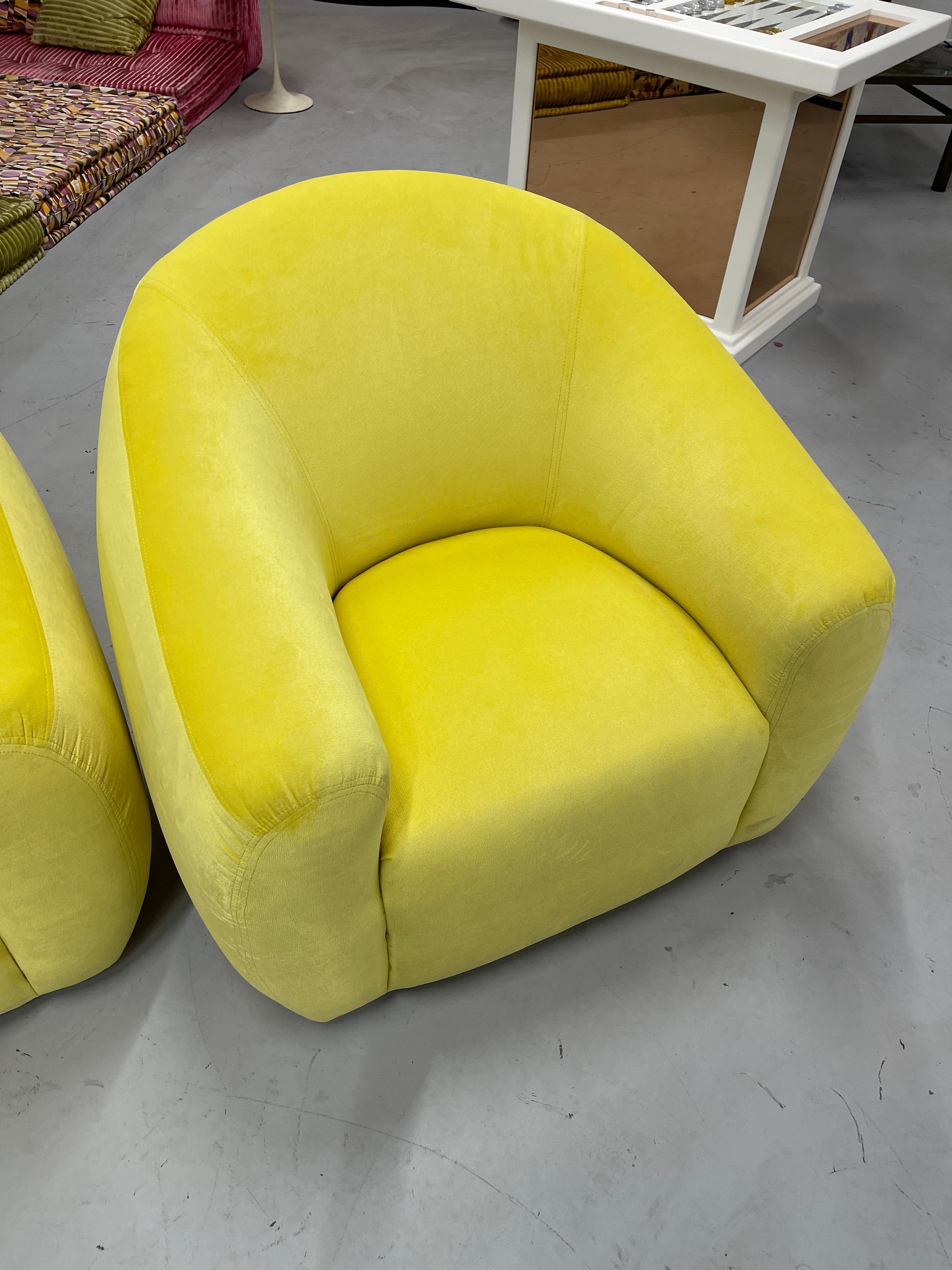 A Rudin Swivel Chairs in Limon Kravet Fabric 6