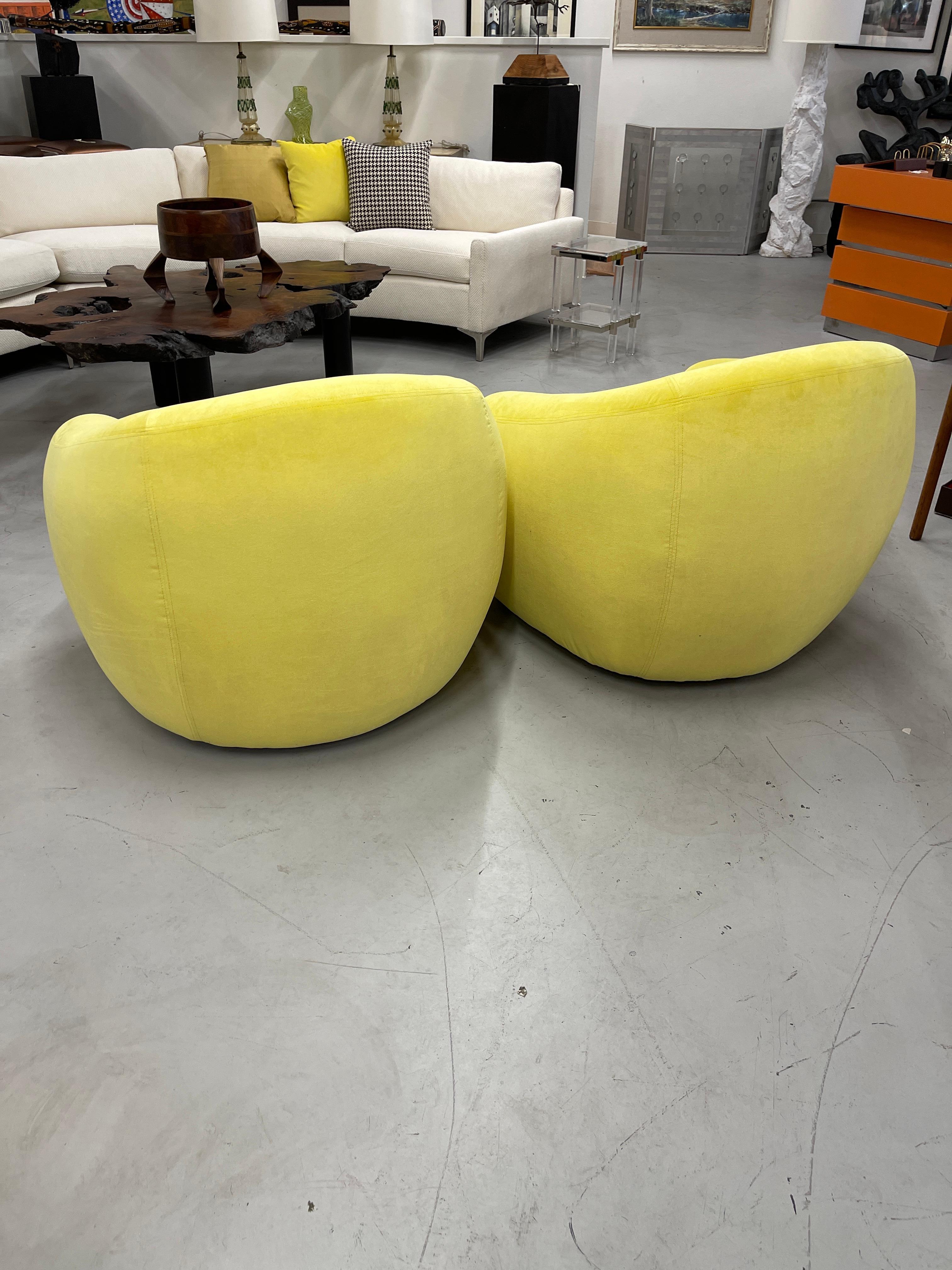 A Rudin Swivel Chairs in Limon Kravet Fabric 8