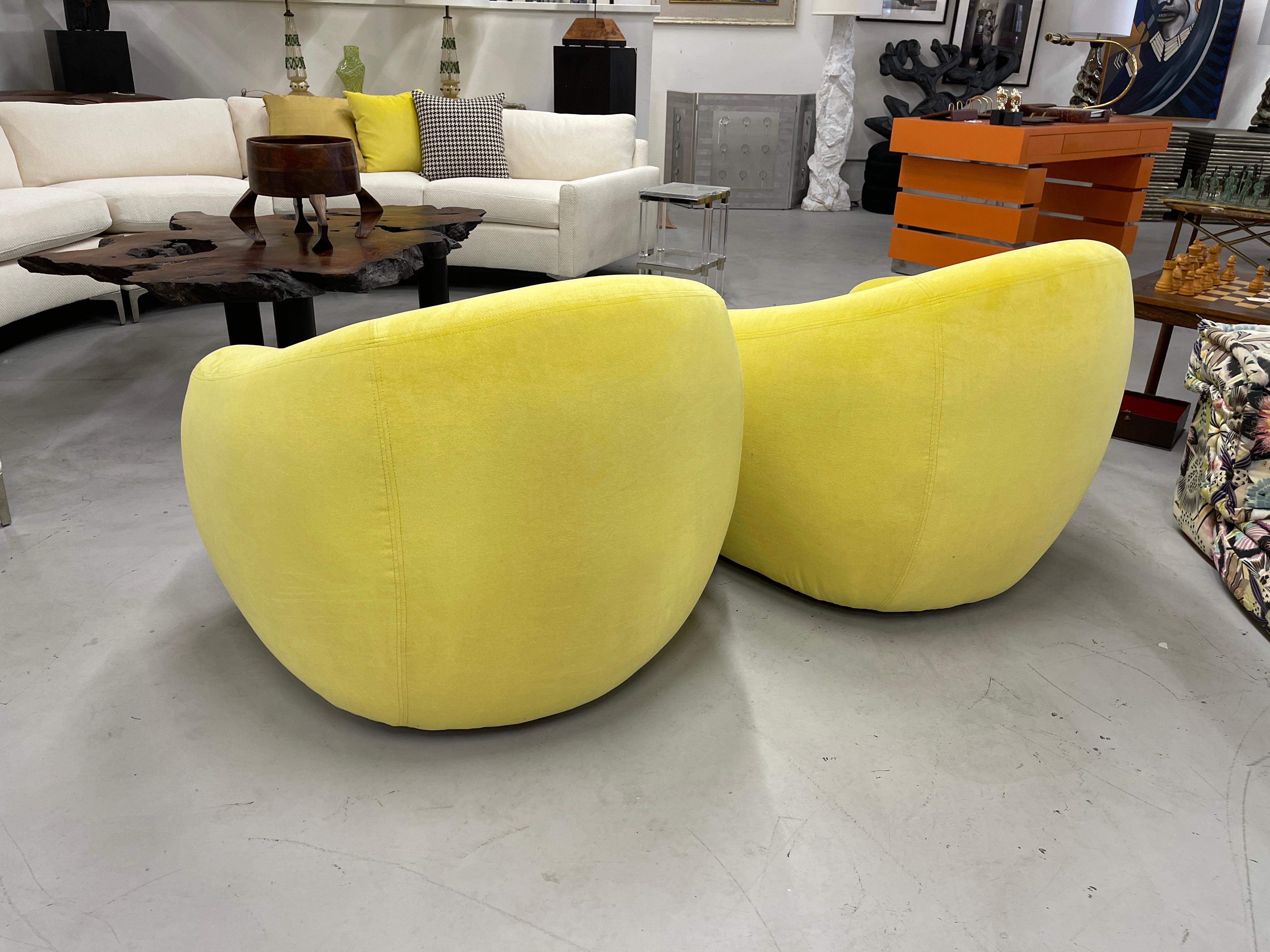 A Rudin Swivel Chairs in Limon Kravet Fabric 9