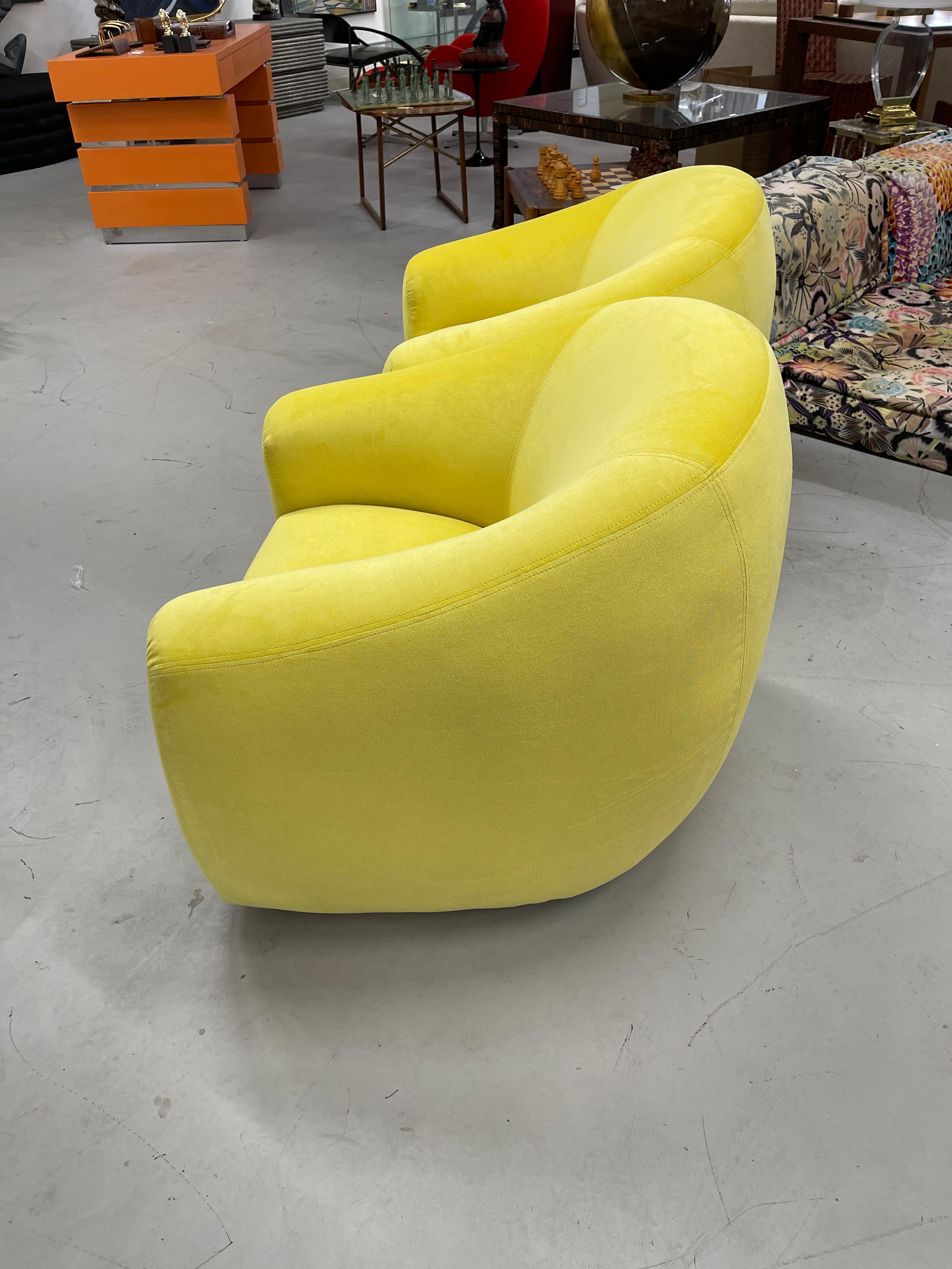 A Rudin Swivel Chairs in Limon Kravet Fabric 10