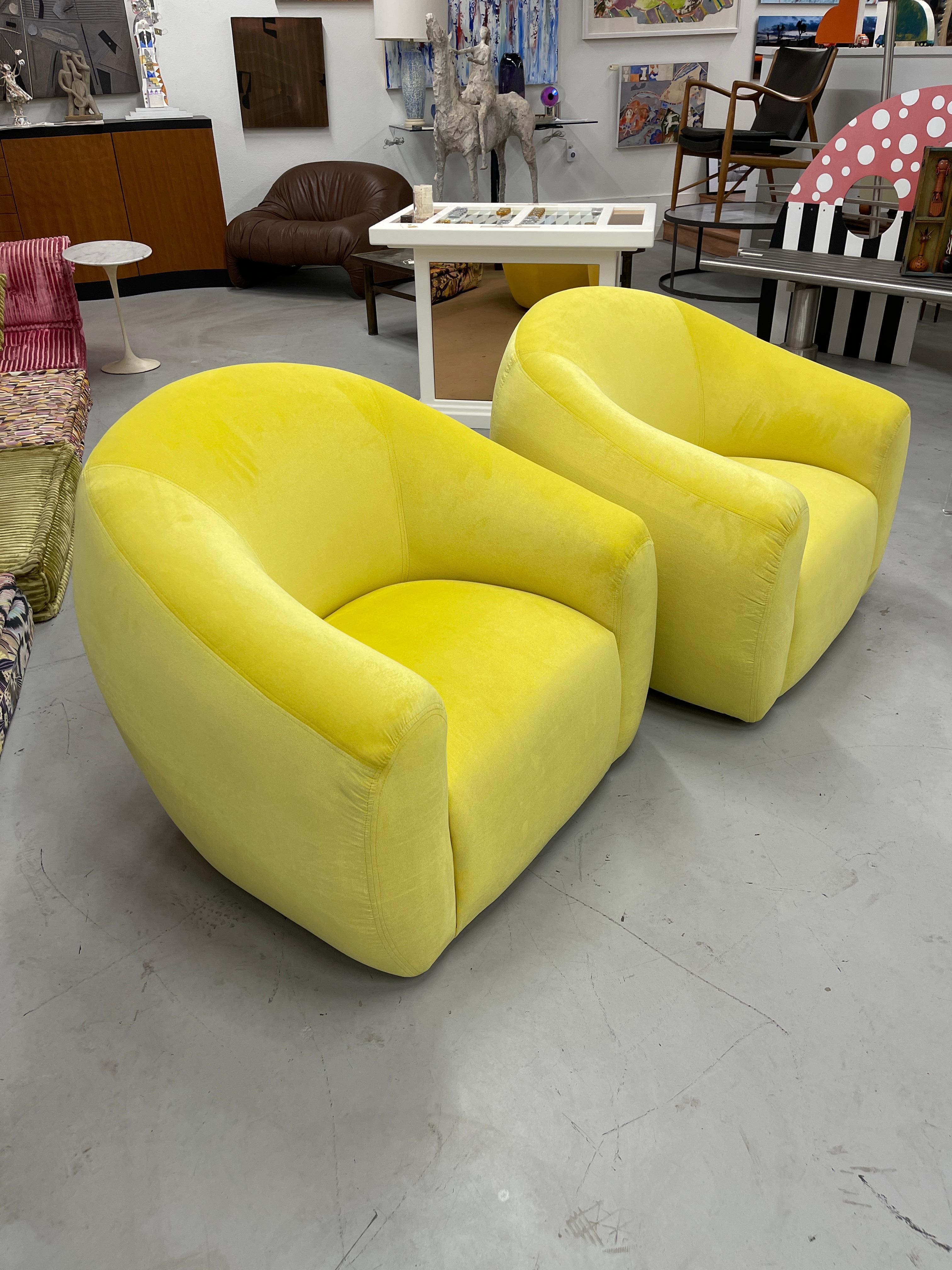 A Rudin Swivel Chairs in Limon Kravet Fabric 11