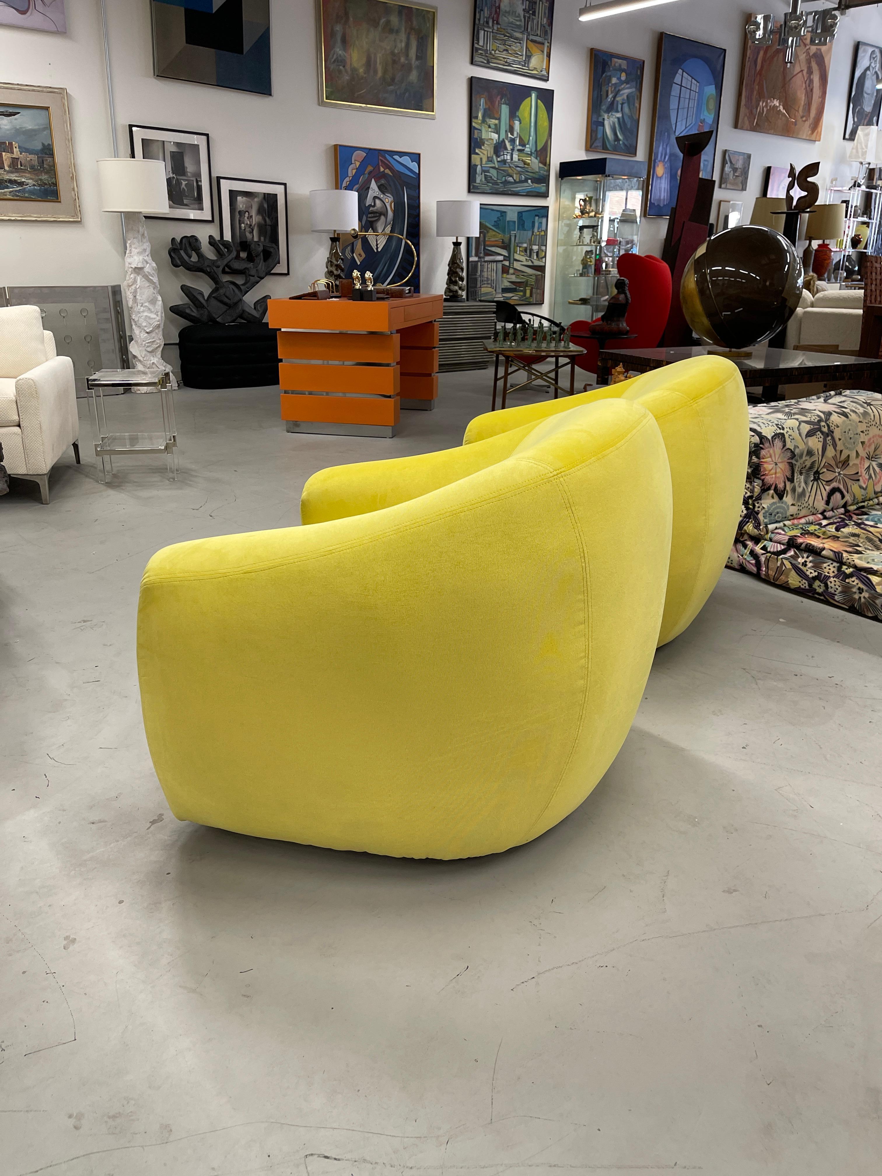 A Rudin Swivel Chairs in Limon Kravet Fabric In Good Condition In Palm Springs, CA