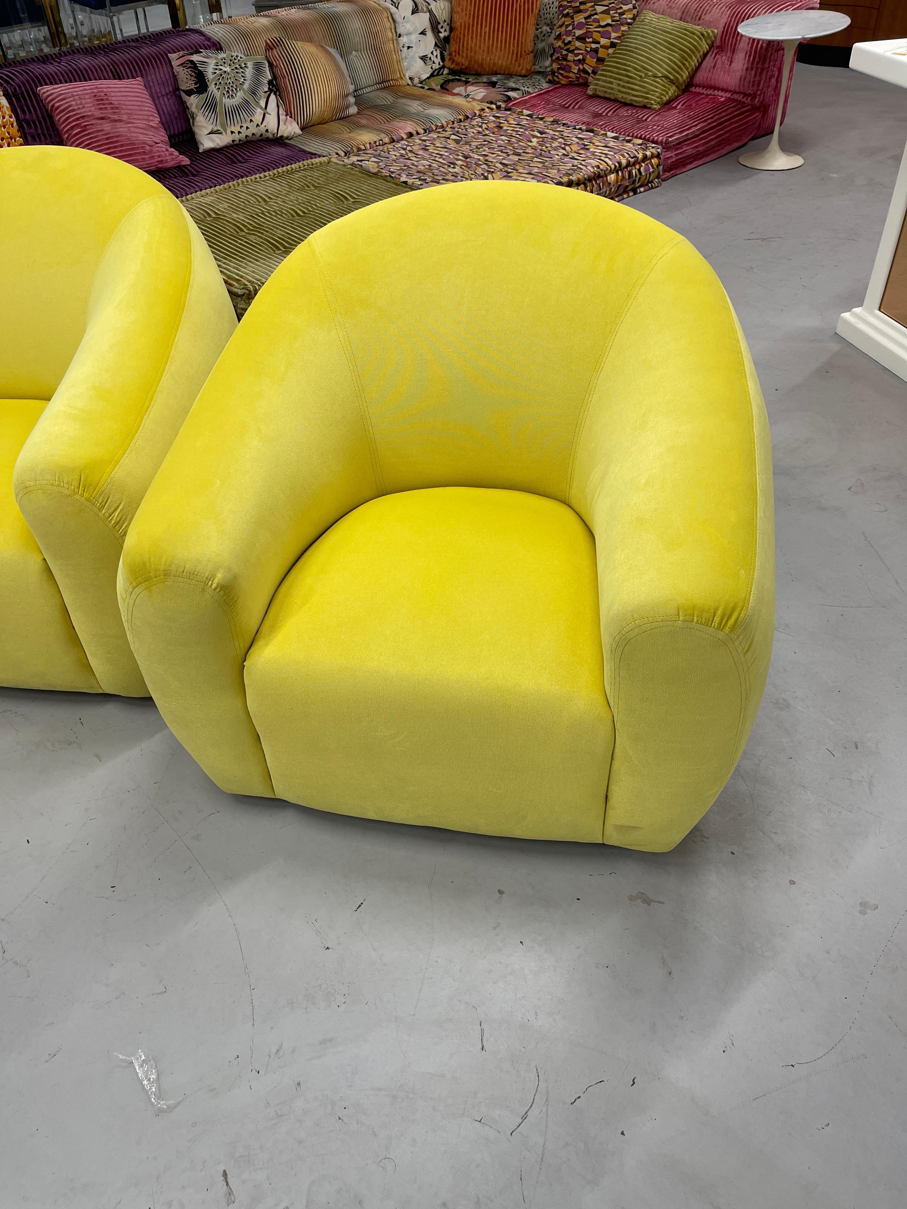 A Rudin Swivel Chairs in Limon Kravet Fabric 1