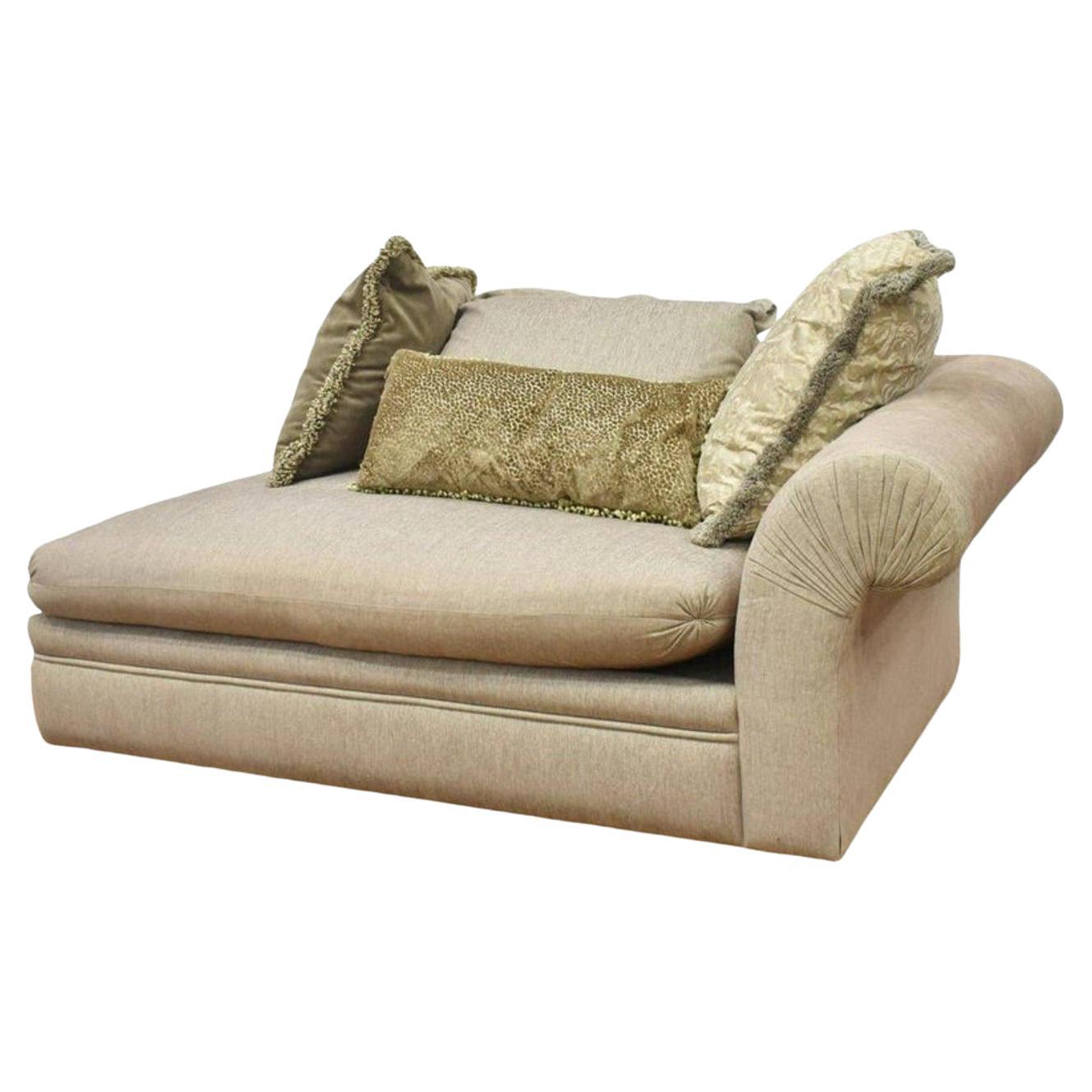A. Rudin Upholstered Chaise Lounge Sofa with Fortuny Throw Pillows