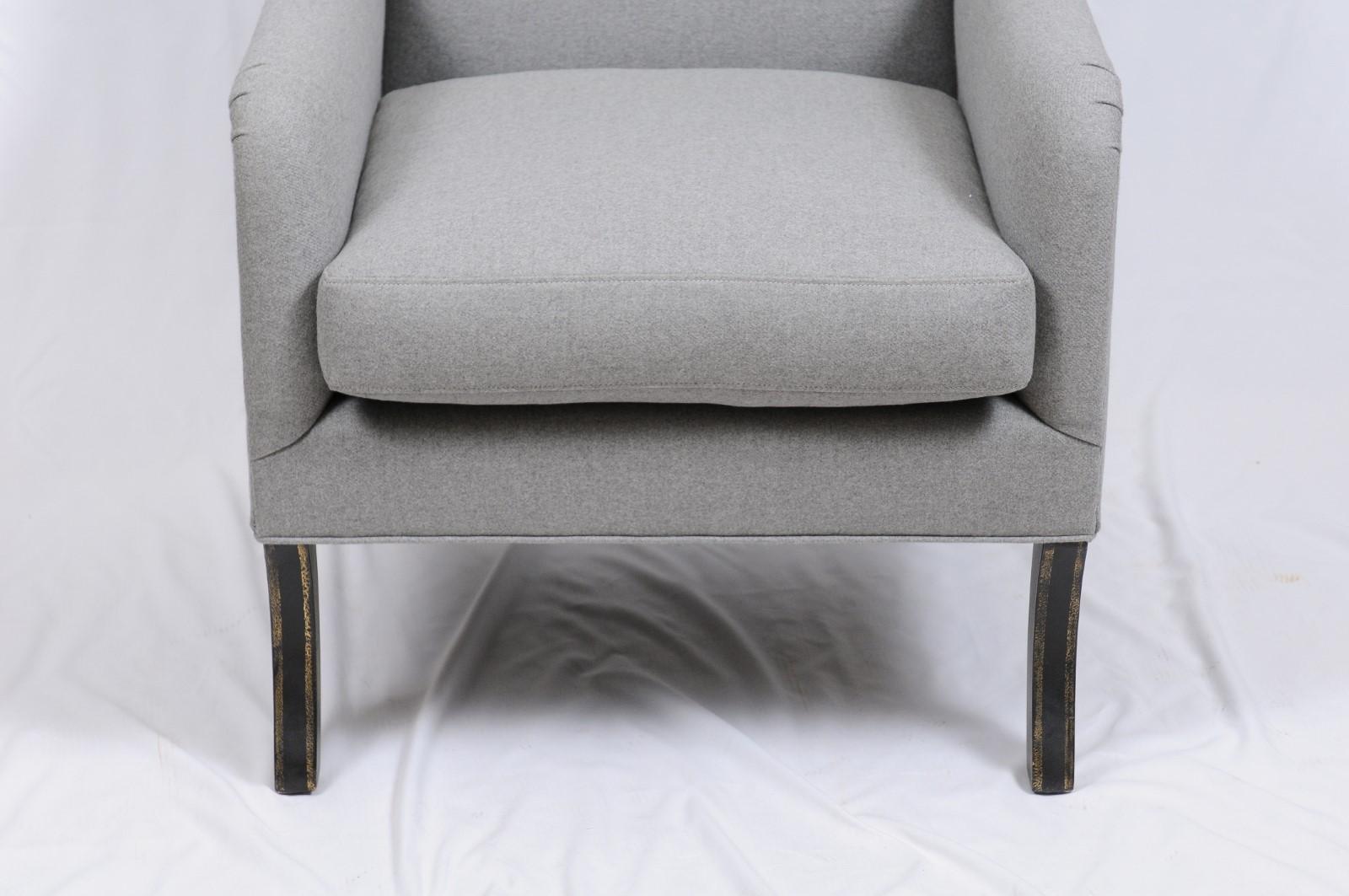 A. Rudin Upholstered Lounge Armchair in Holland and Sherry Gray Wool 3