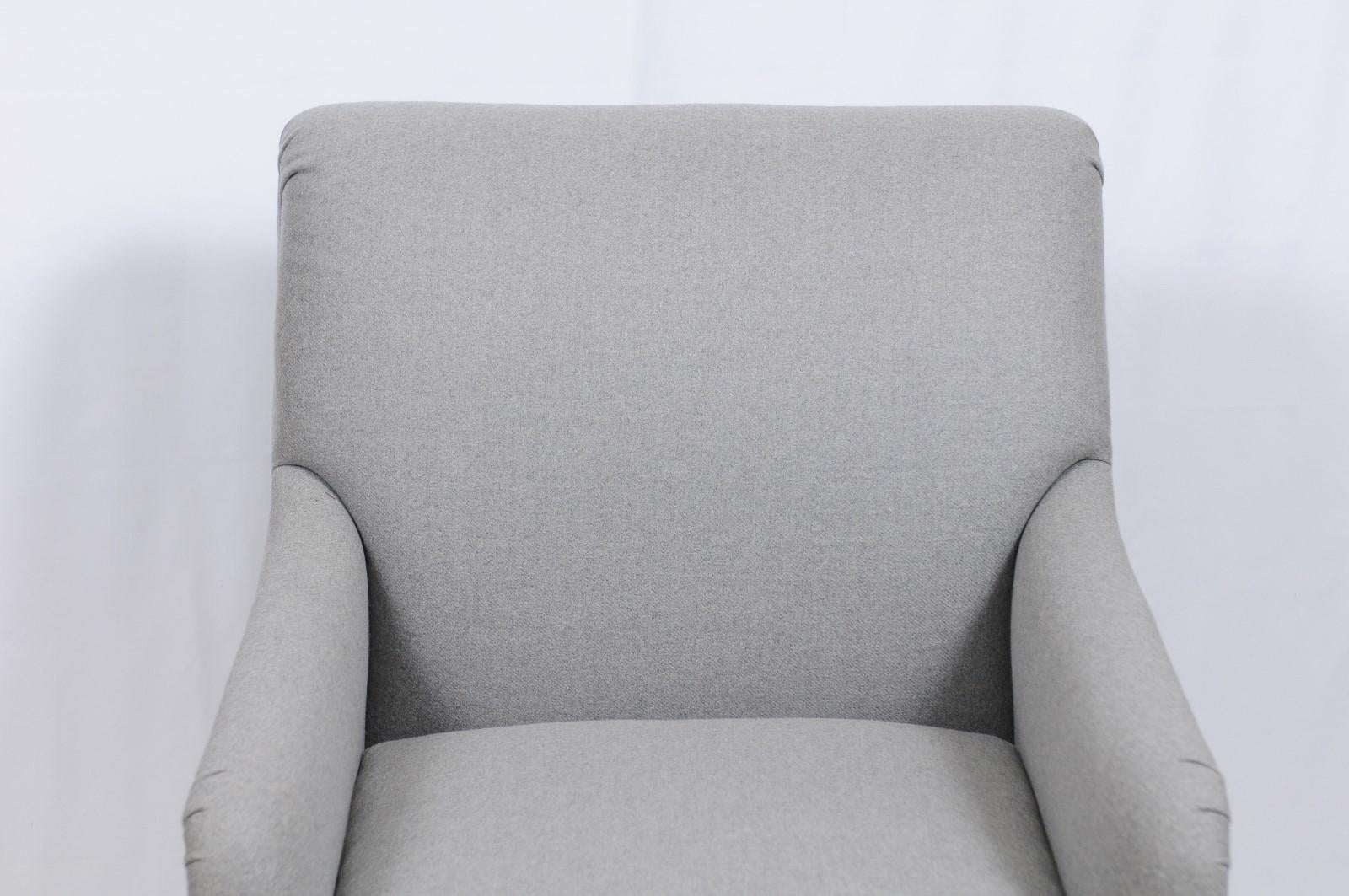 A. Rudin Upholstered Lounge Armchair in Holland and Sherry Gray Wool 4