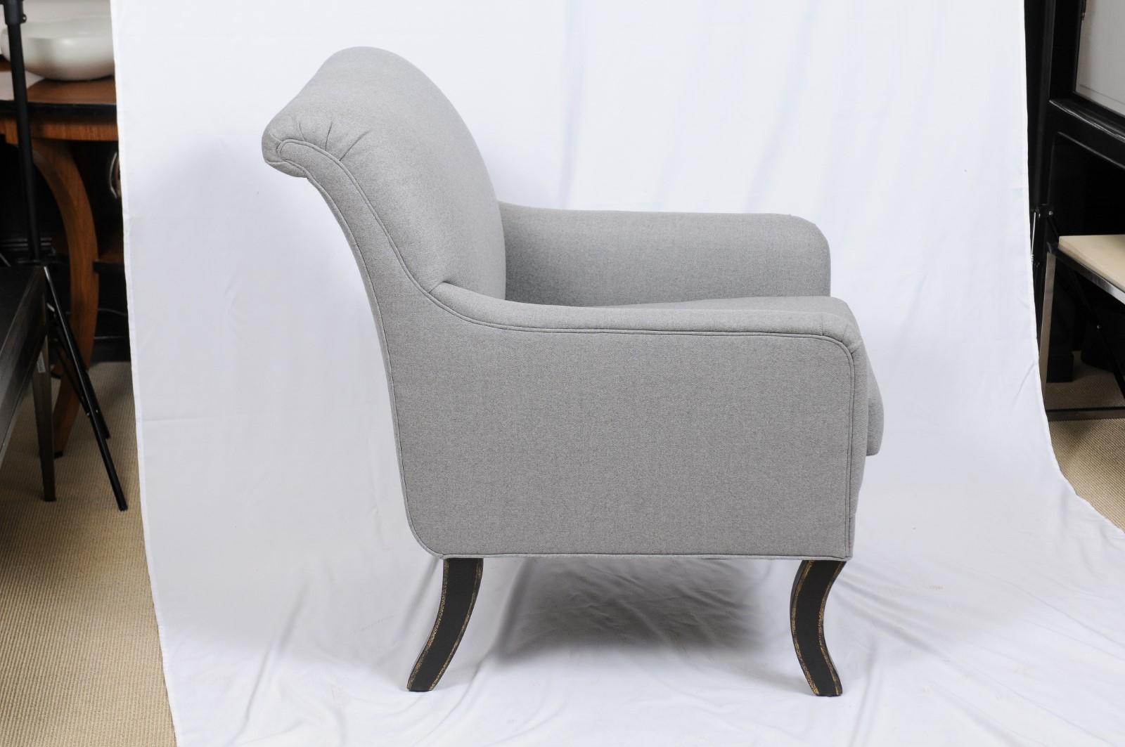 A. Rudin Upholstered Lounge Armchair in Holland and Sherry Gray Wool 5