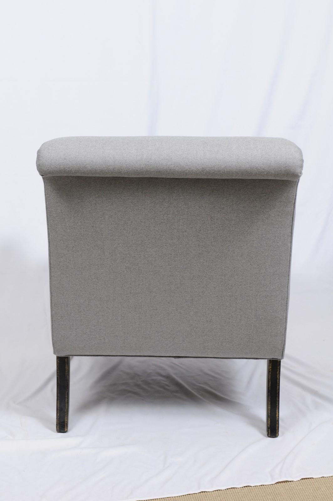 A. Rudin Upholstered Lounge Armchair in Holland and Sherry Gray Wool 6