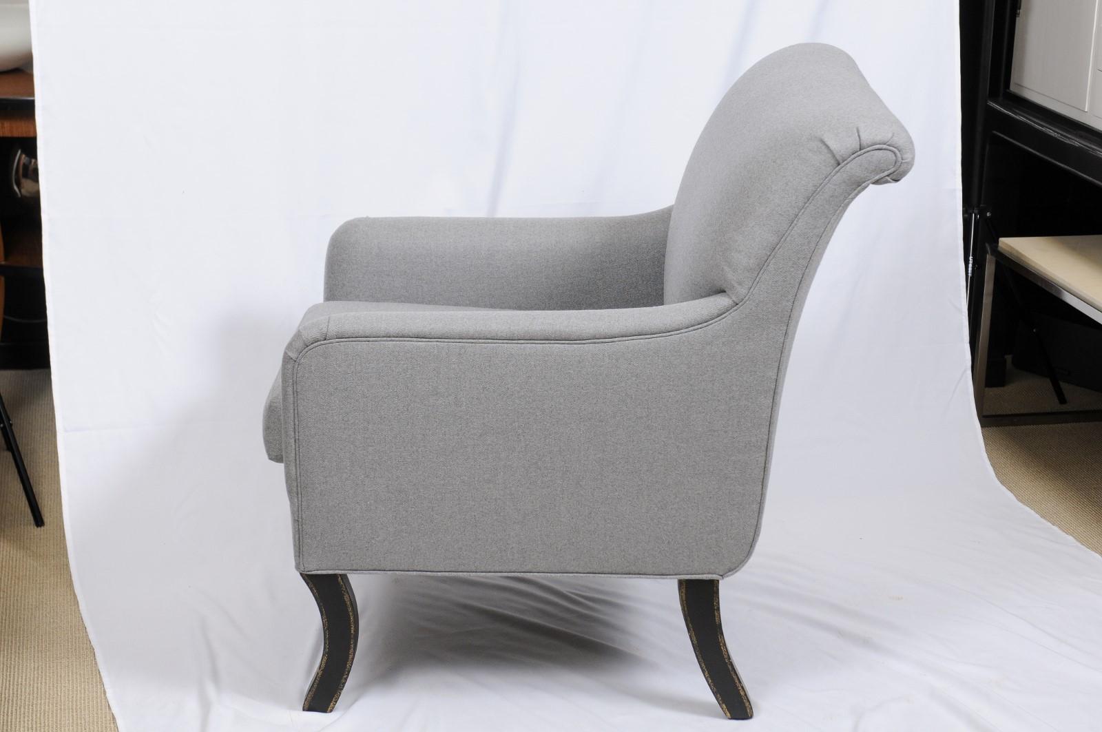 A. Rudin Upholstered Lounge Armchair in Holland and Sherry Gray Wool 7