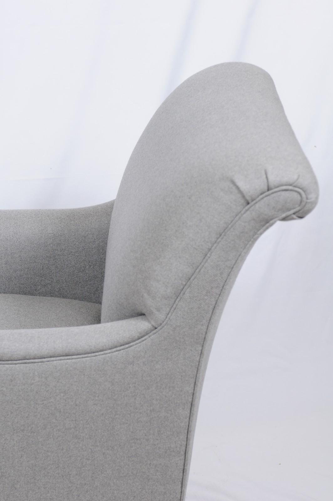 A. Rudin Upholstered Lounge Armchair in Holland and Sherry Gray Wool 8
