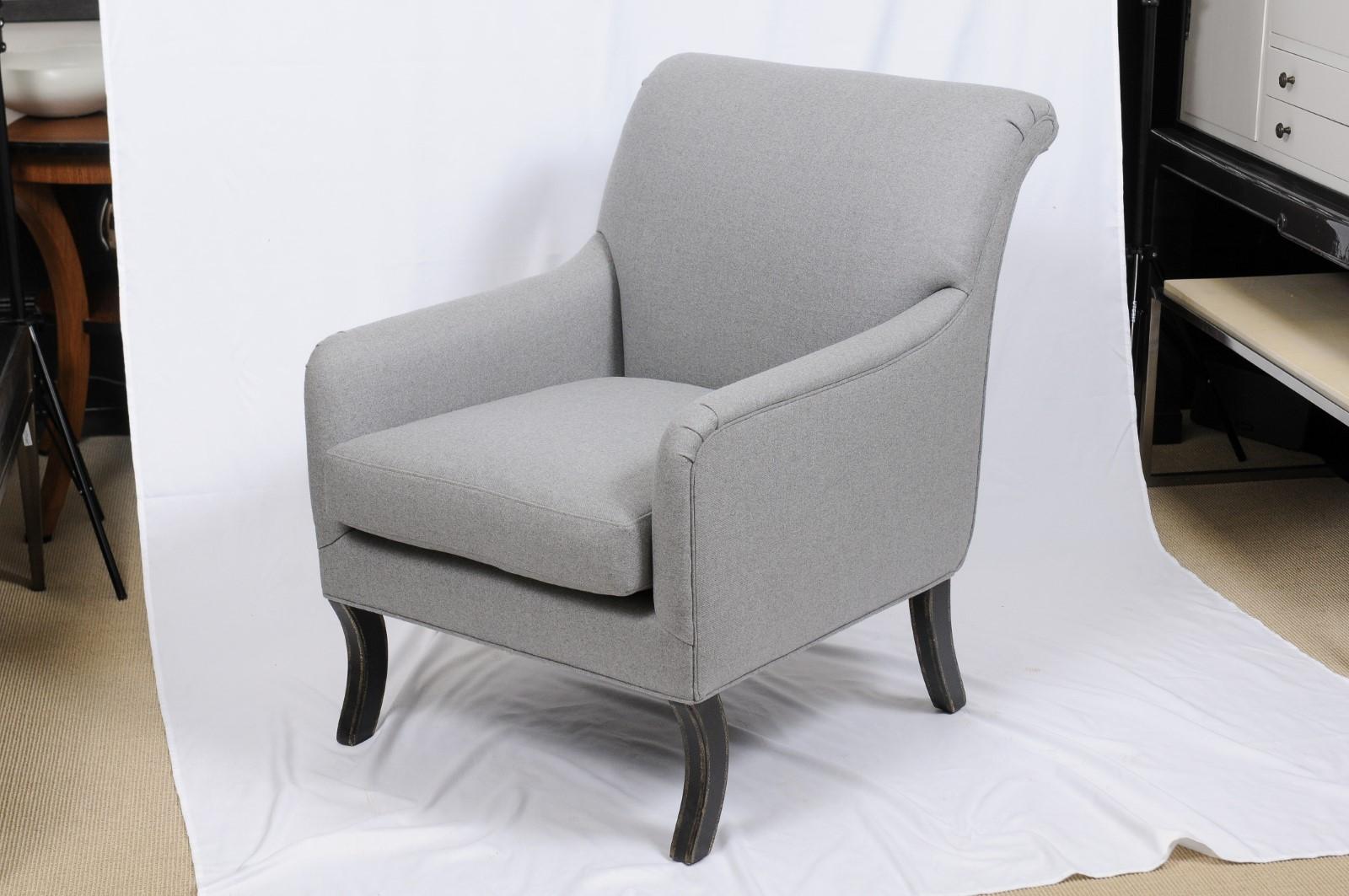 A. Rudin Upholstered Lounge Armchair in Holland and Sherry Gray Wool 9