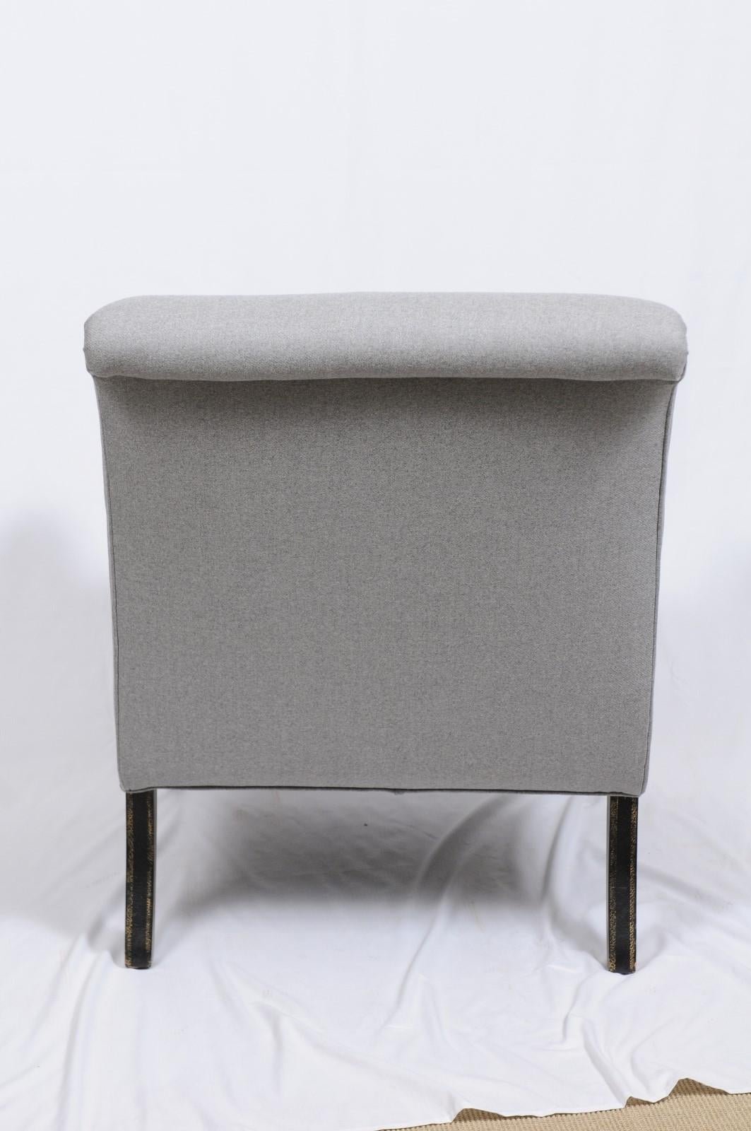Mid-20th Century A. Rudin Upholstered Lounge Armchair in Holland and Sherry Gray Wool