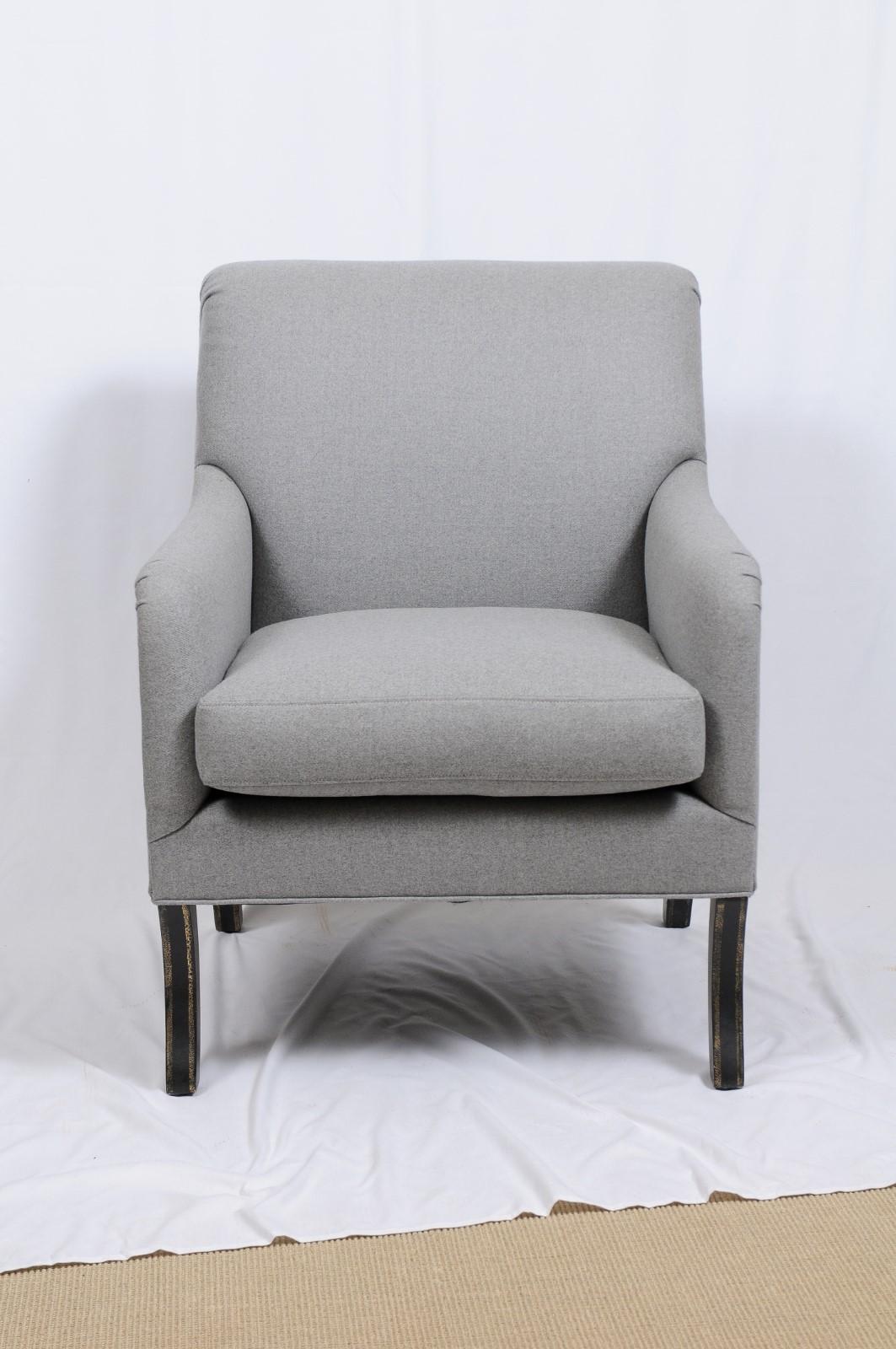 A. Rudin Upholstered Lounge Armchair in Holland and Sherry Gray Wool 2