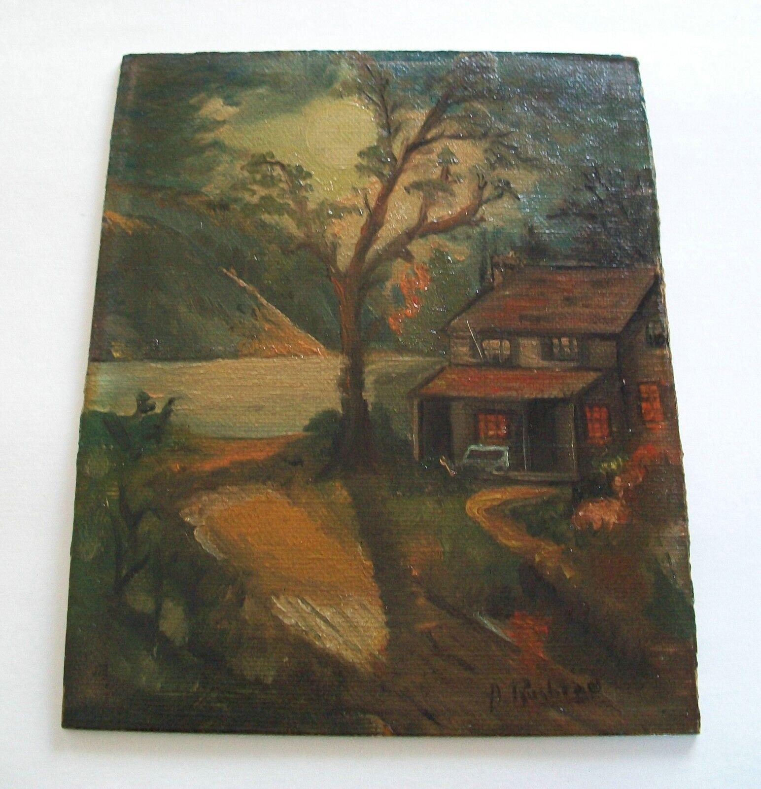 Canadian A. RUSHTON - Vintage Folk Art Oil Painting - Framed - Canada - Mid 20th Century For Sale
