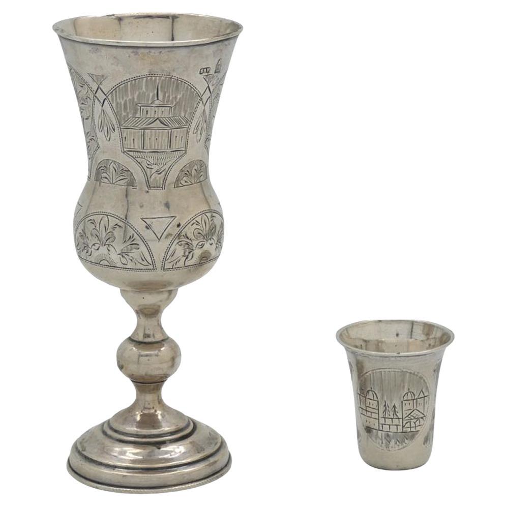Calice e coppa da shot in argento russo e polacco, 1885-1910 ca.
