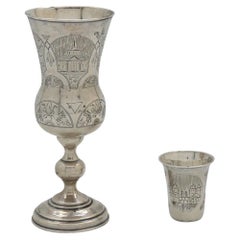 Calice e coppa da shot in argento russo e polacco, 1885-1910 ca.