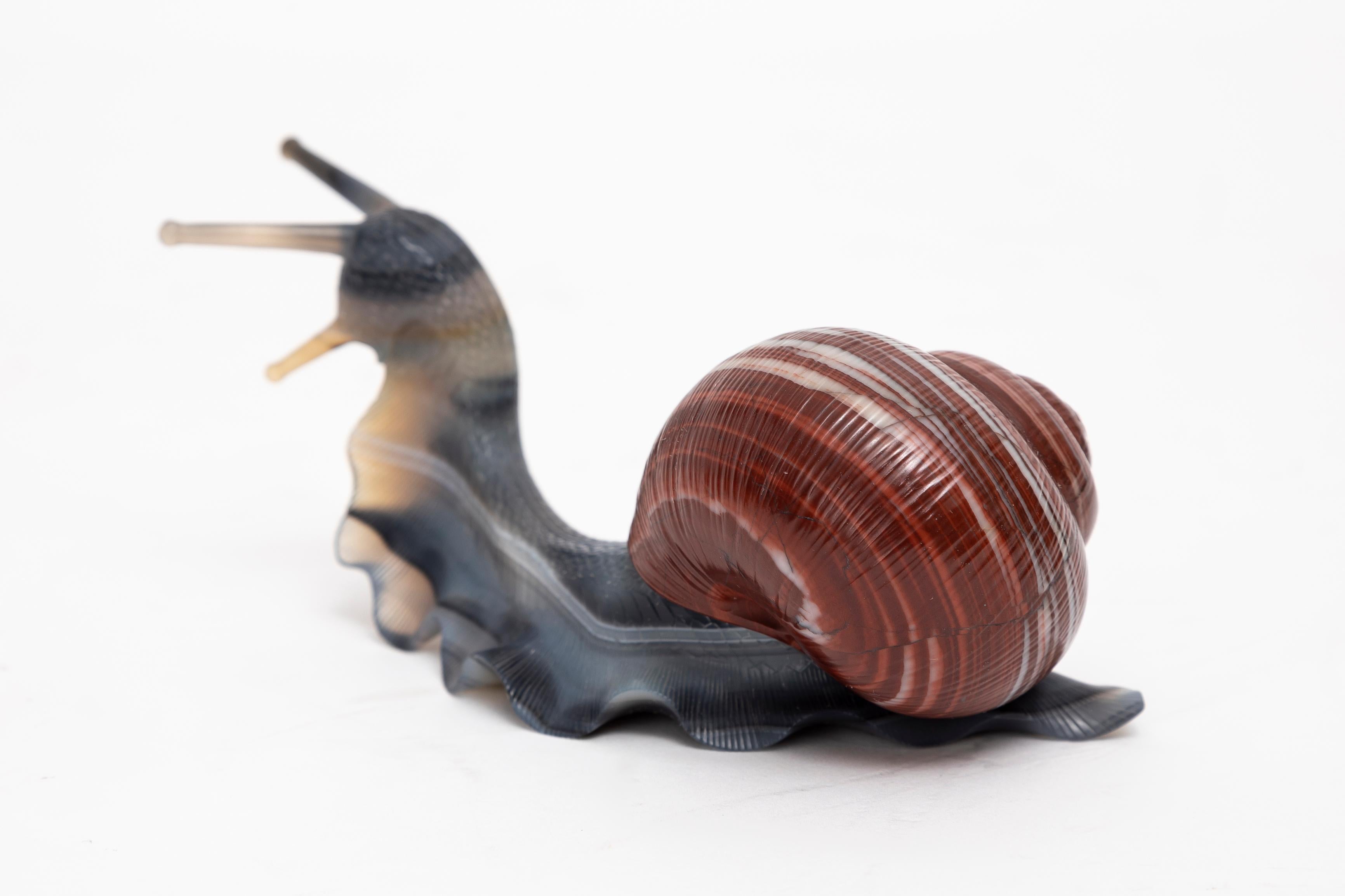 Other A Russian Hand-Carved and Hand-Polished Banded Agate Snail, Att. Faberge