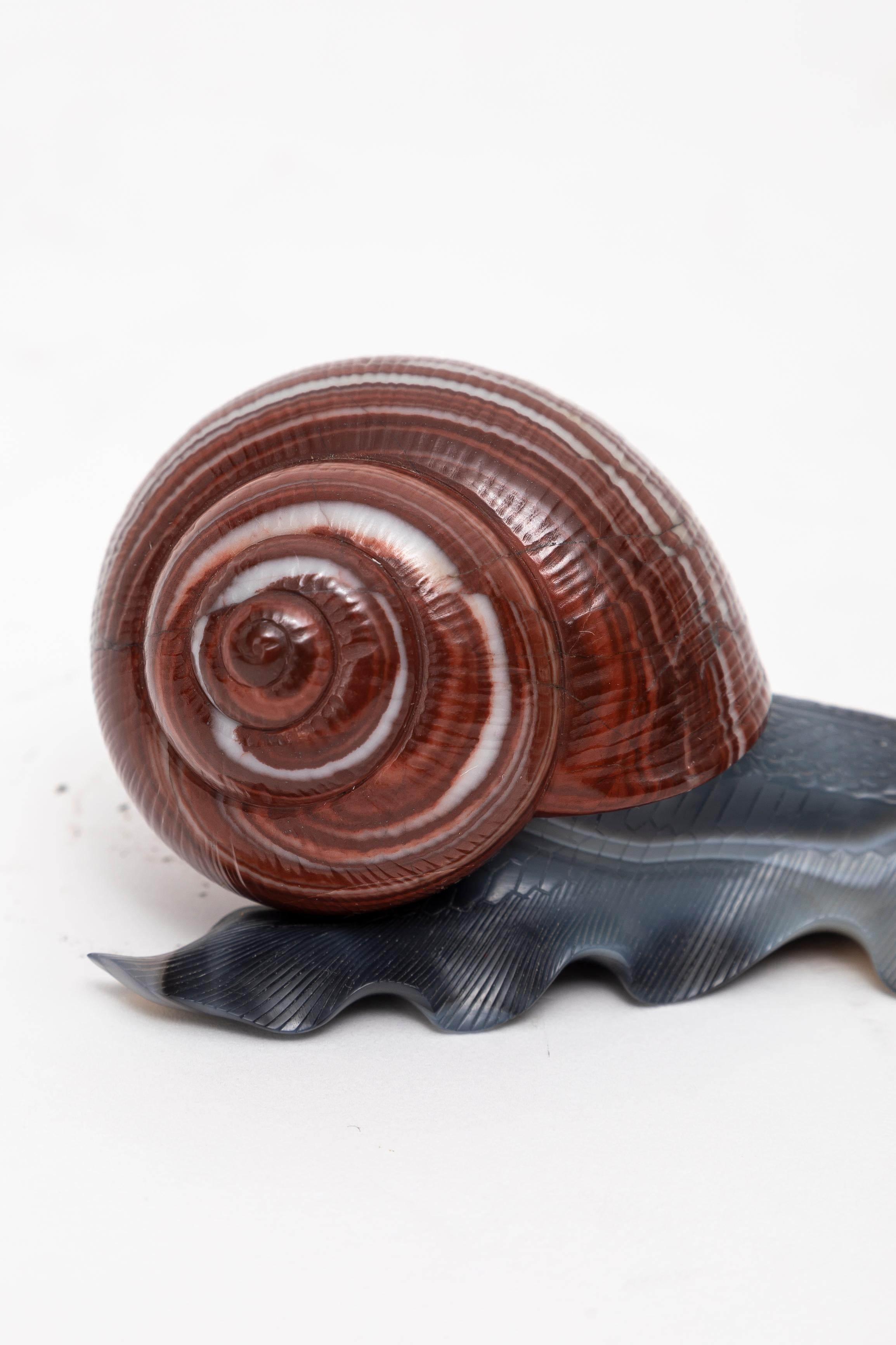 A Russian Hand-Carved and Hand-Polished Banded Agate Snail, Att. Faberge 2