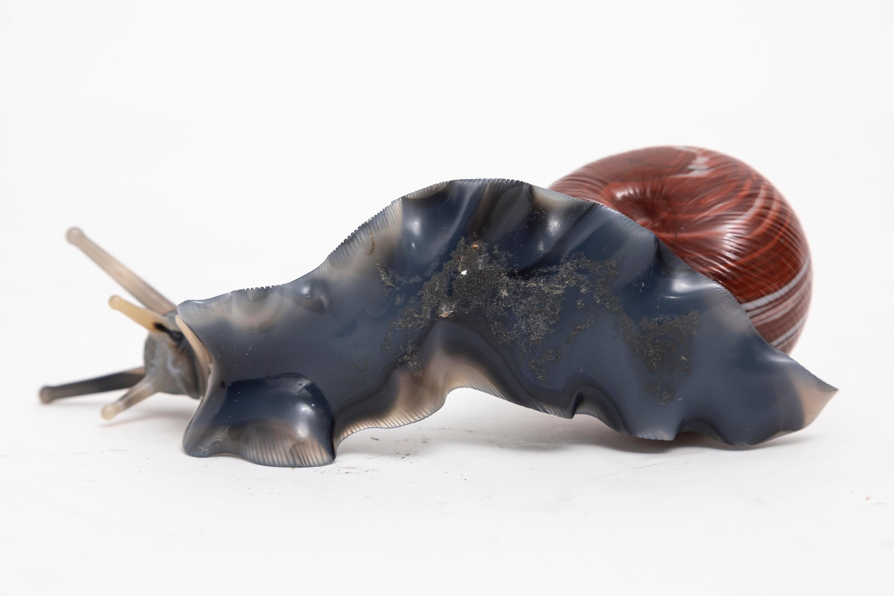 A Russian Hand-Carved and Hand-Polished Banded Agate Snail, Att. Faberge 3