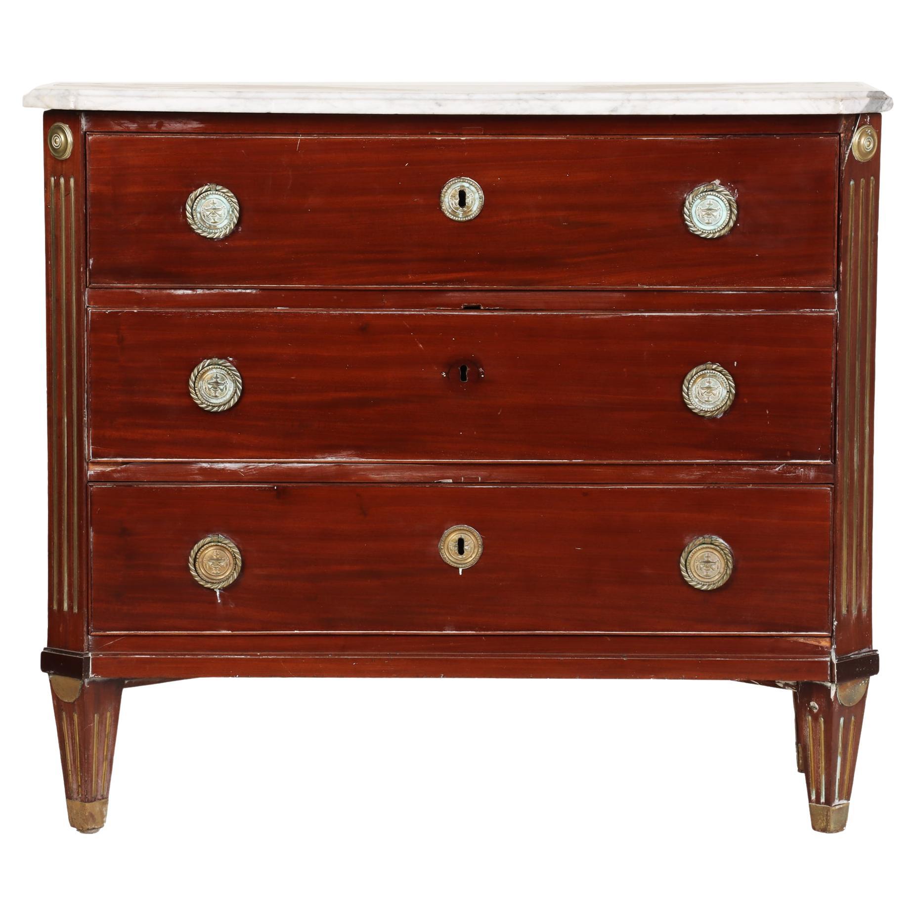 Russian Neoclassical Brass Mounted Mahogany Commode, Early Nineteenth Century