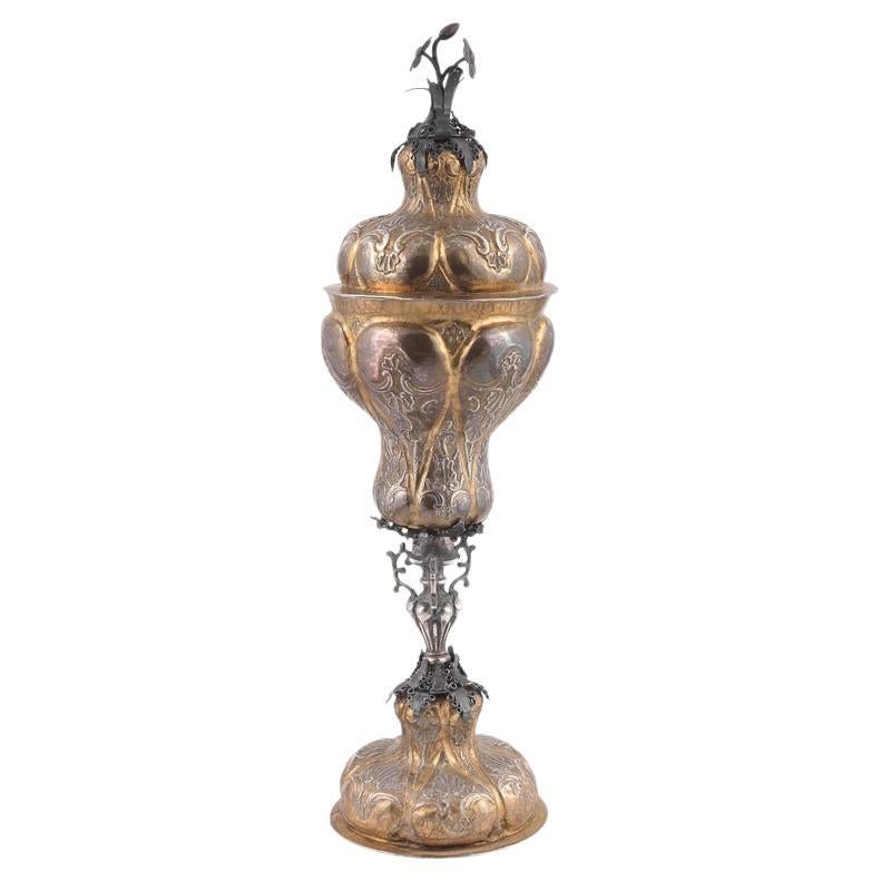 A Russian Silver & Copper Cup And Cover