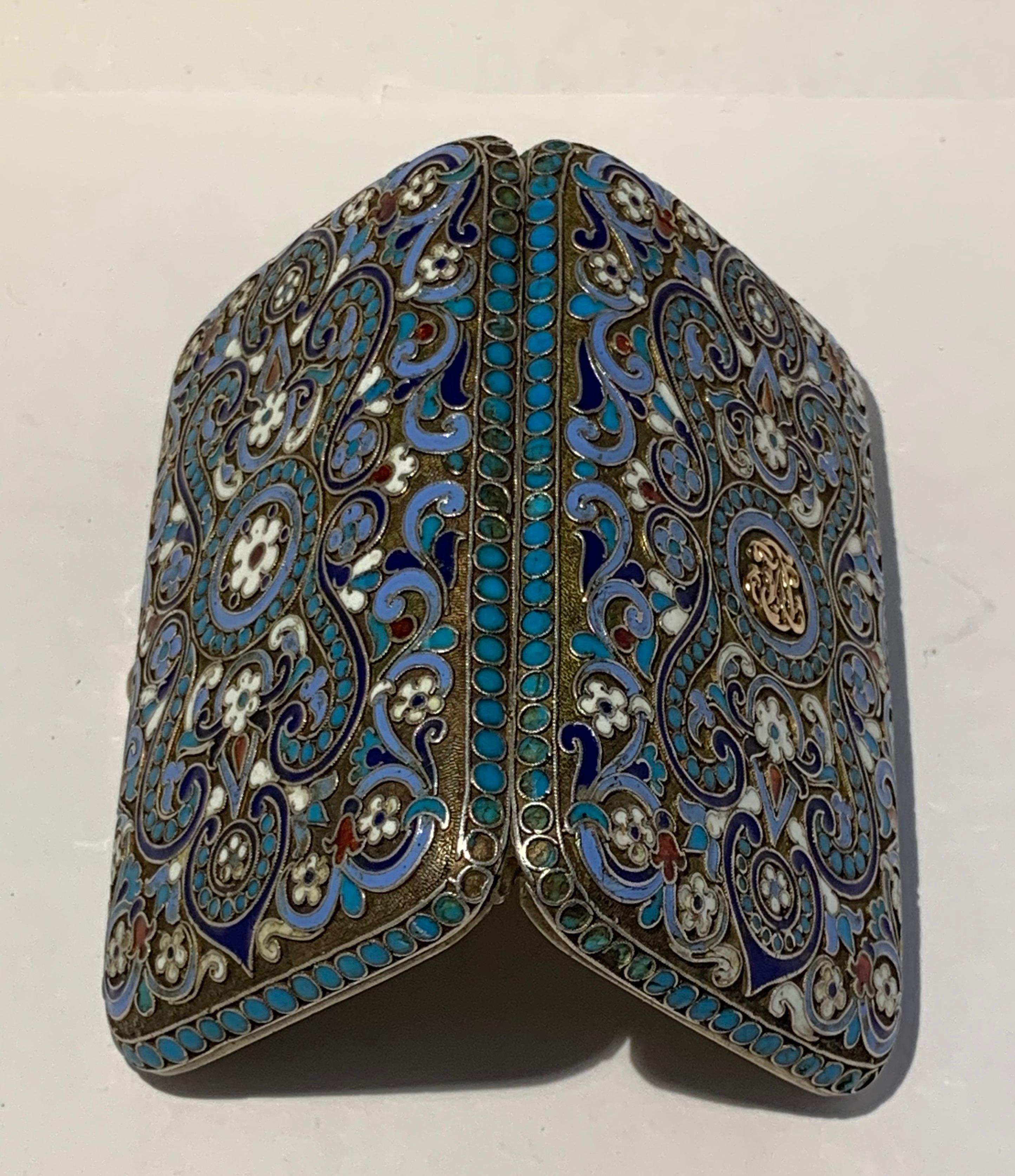 Ukrainian Russian Silver-Gilt and Cloisonne Enamel Box For Sale