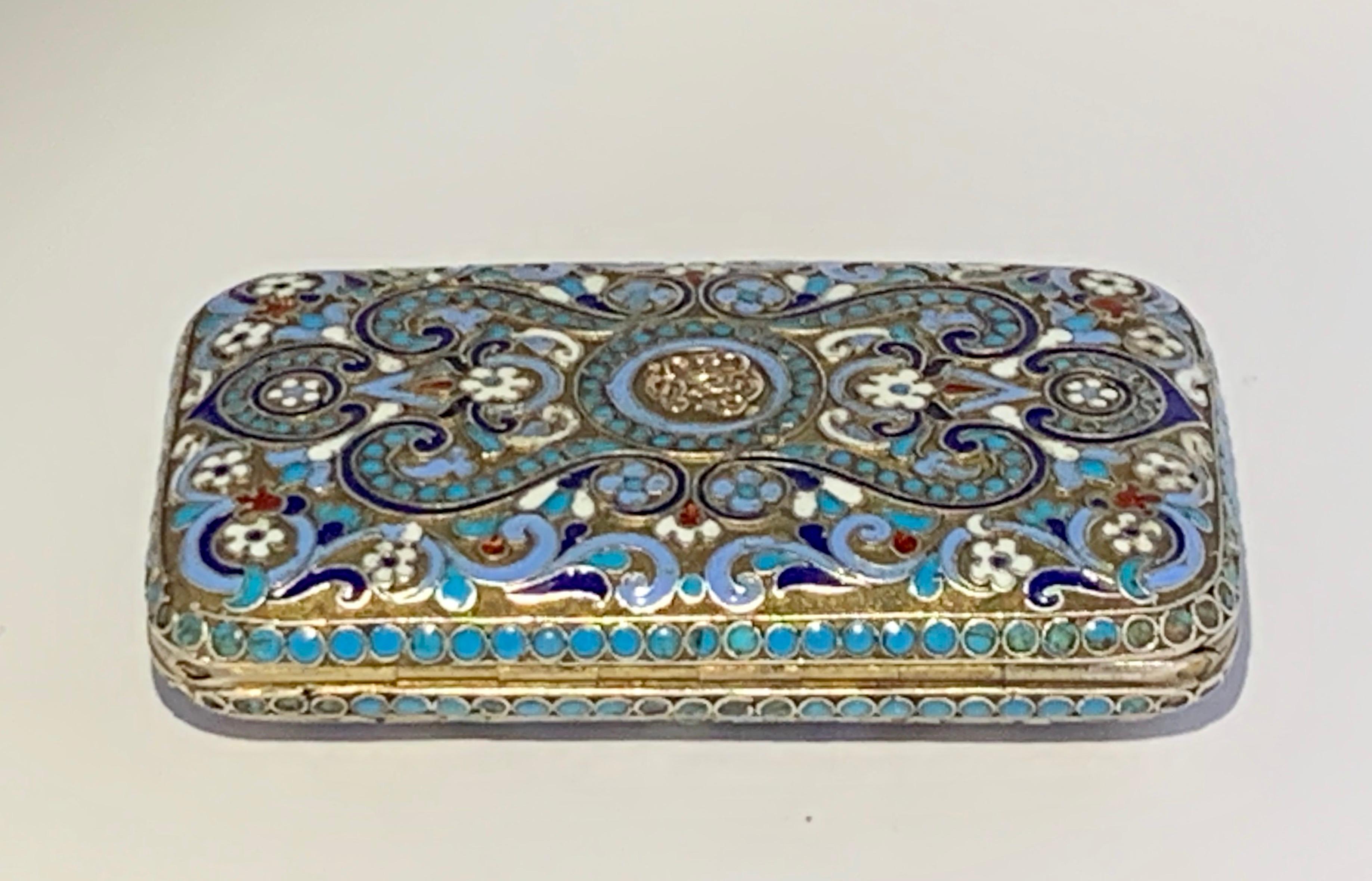 Russian Silver-Gilt and Cloisonne Enamel Box For Sale 4