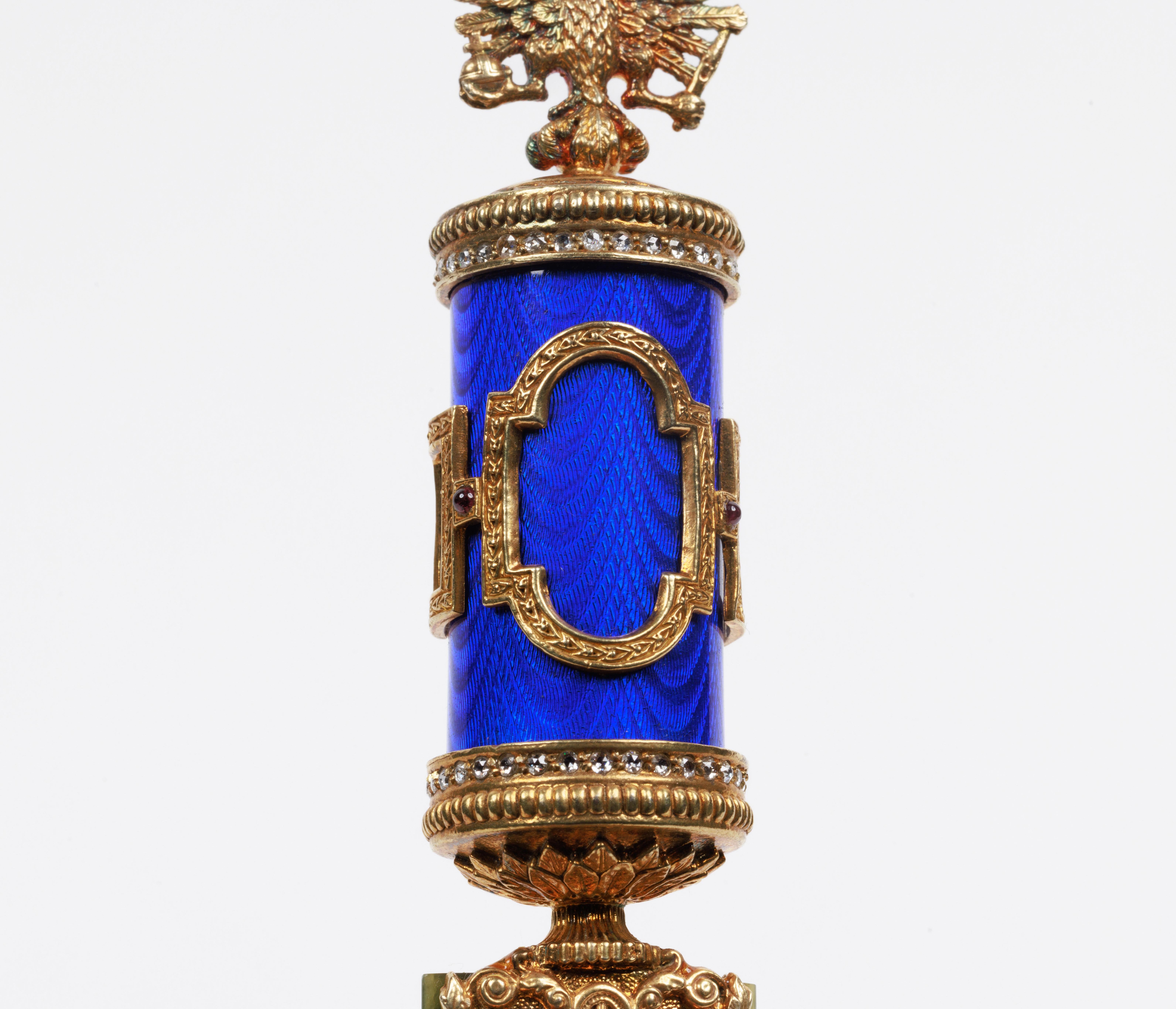 Russian Silver-Gilt, Diamonds, Nephrite, and Guilloche Enamel Letter Opener 8