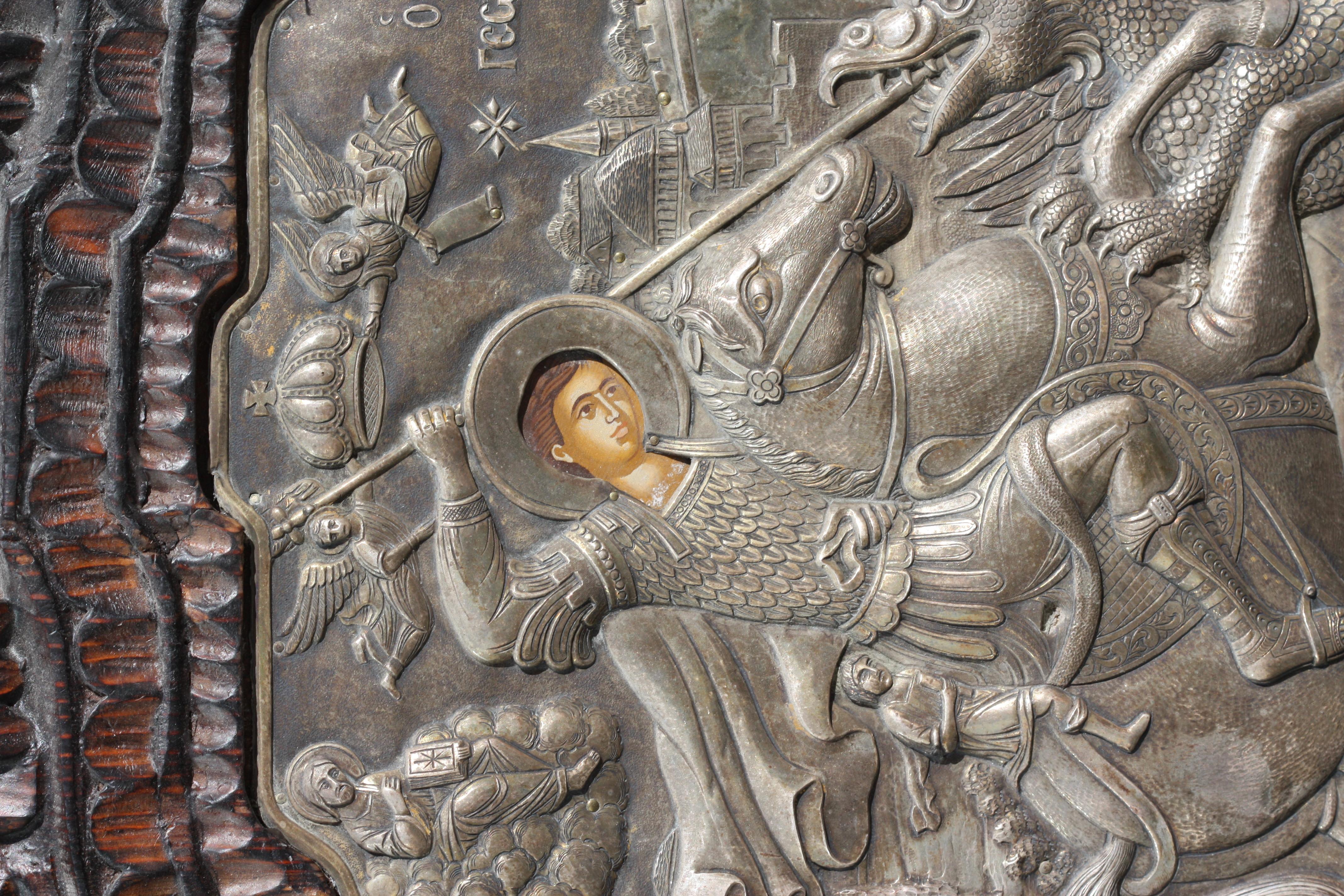 A Russian Silver Icon of St George For Sale 2
