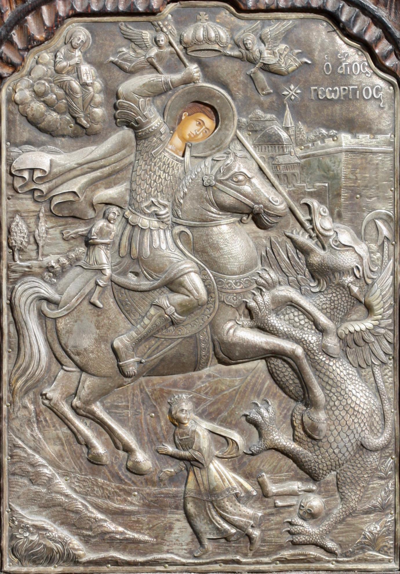 A Russian Silver Icon of St George For Sale 4