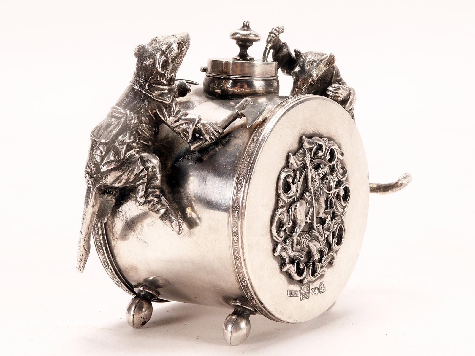 Silver A Russian silver inkwell, jeweler: Johann Fredrik Akerblom, St. Petersburg 1836. For Sale