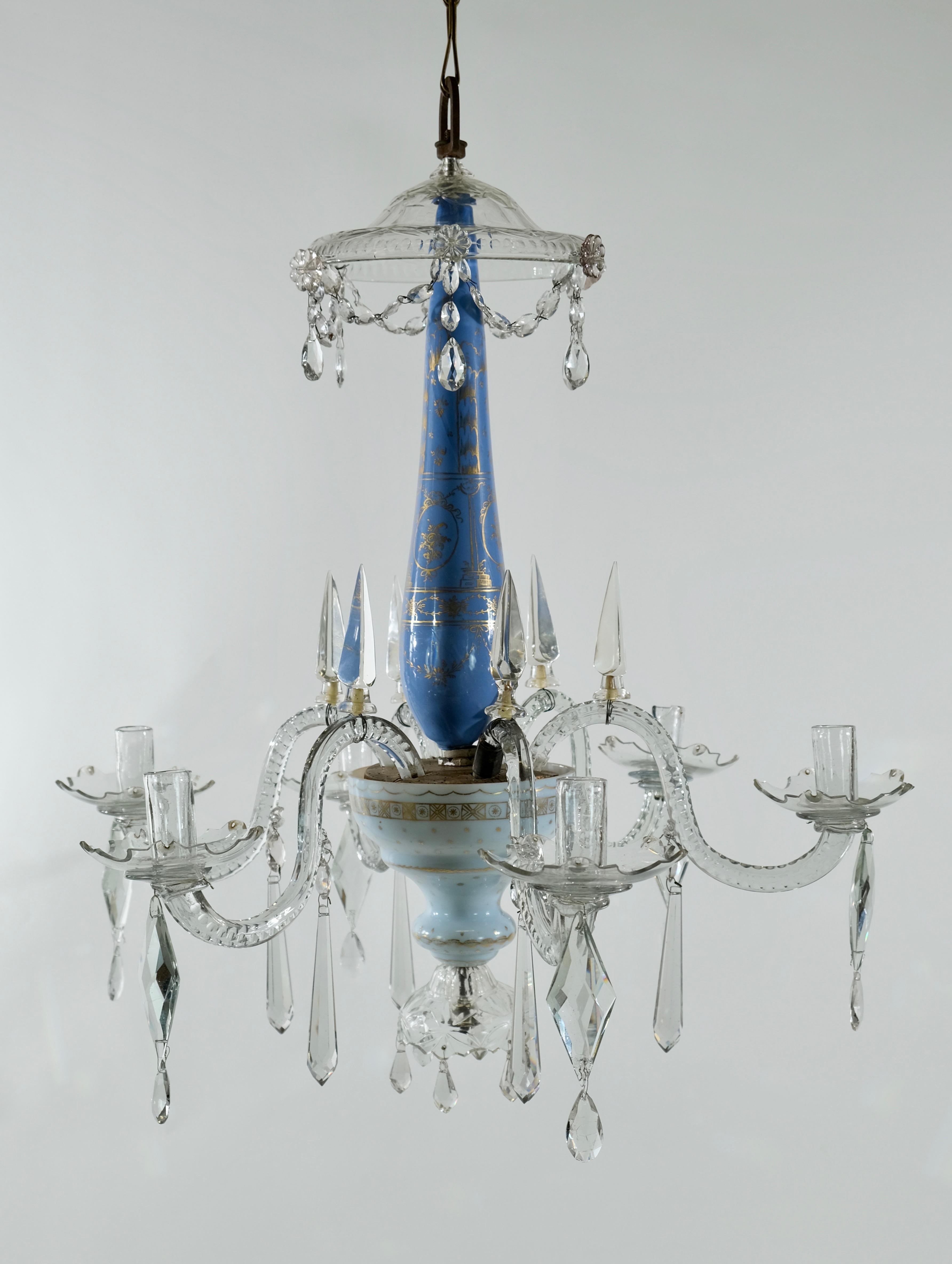 Louis XVI Lustre russe à six lumières, fin du XVIIIe siècle en vente