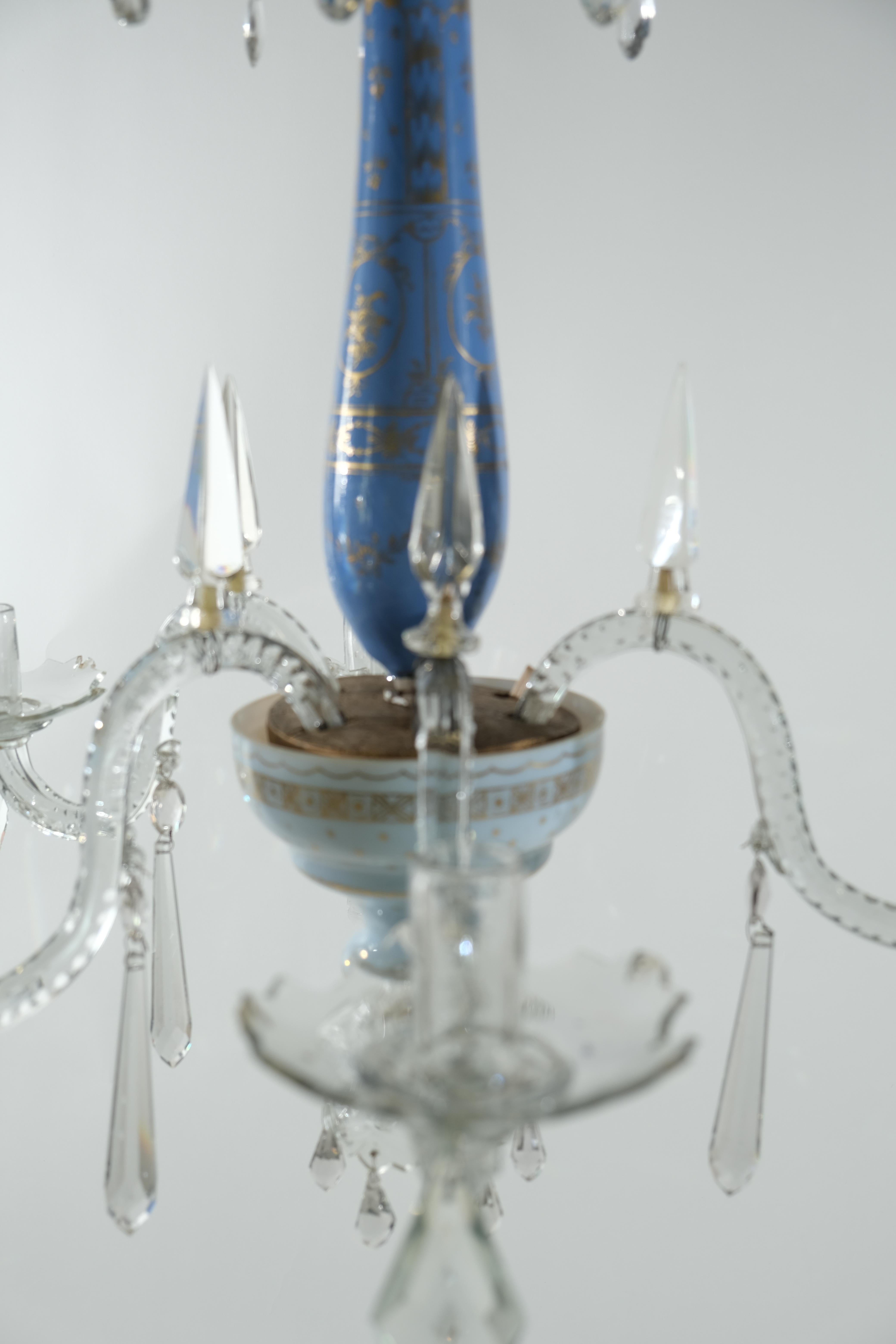 Cristal Lustre russe à six lumières, fin du XVIIIe siècle en vente