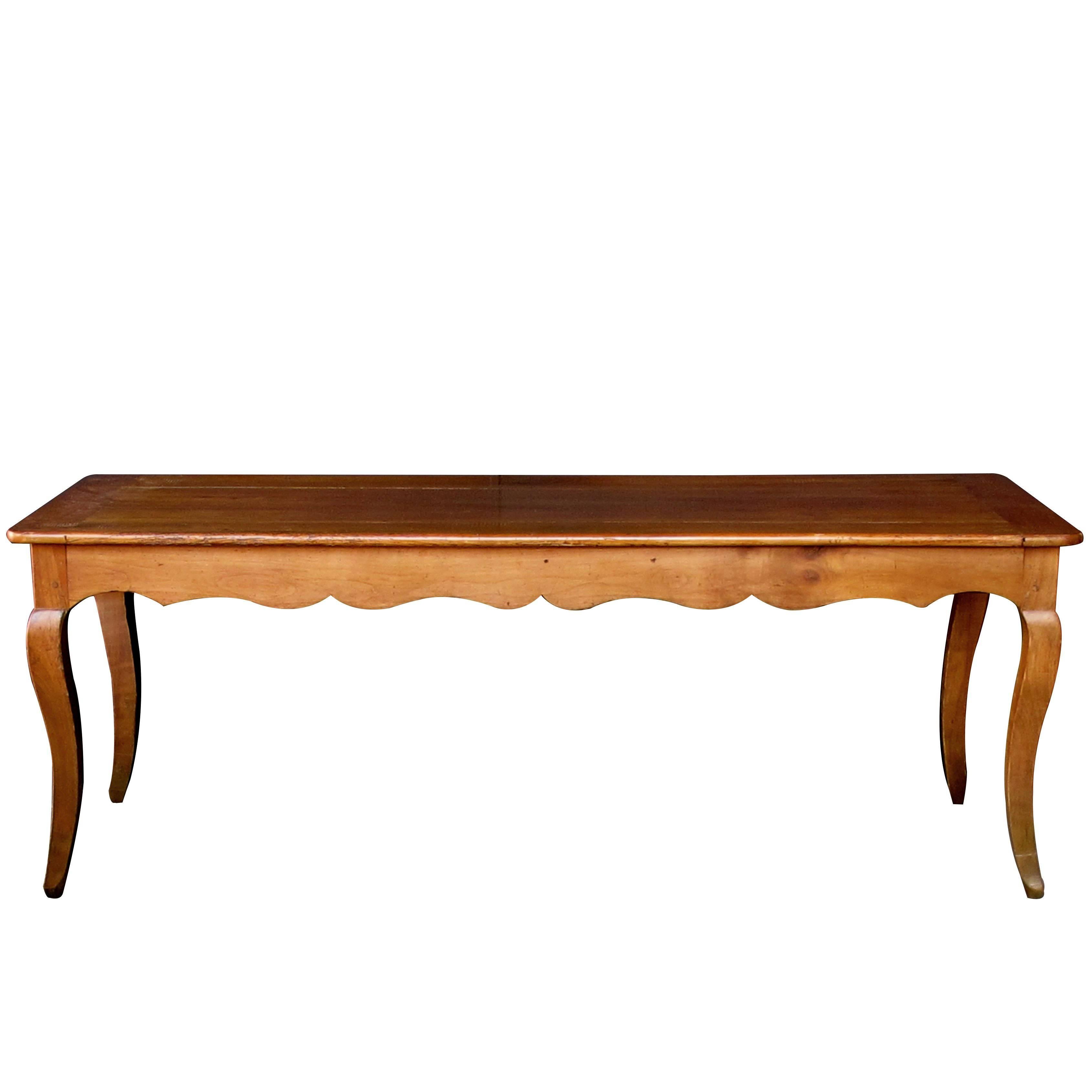 Rustic and Sturdy French Country Cherrywood Farm Table with Drawer and Slide