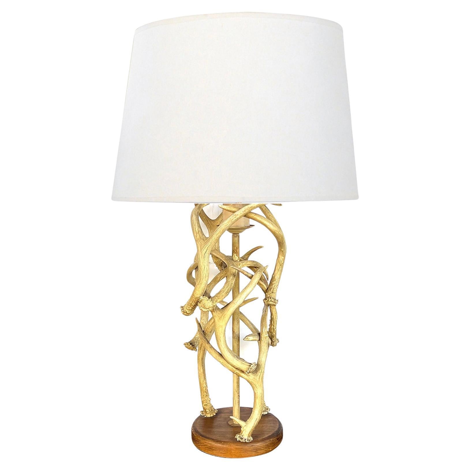 A Rustic Antler-Form Table Lamp For Sale