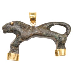 A Rustic Bronze Animal Charm from Ancient Rome w/ 21K gold accents (charm only)