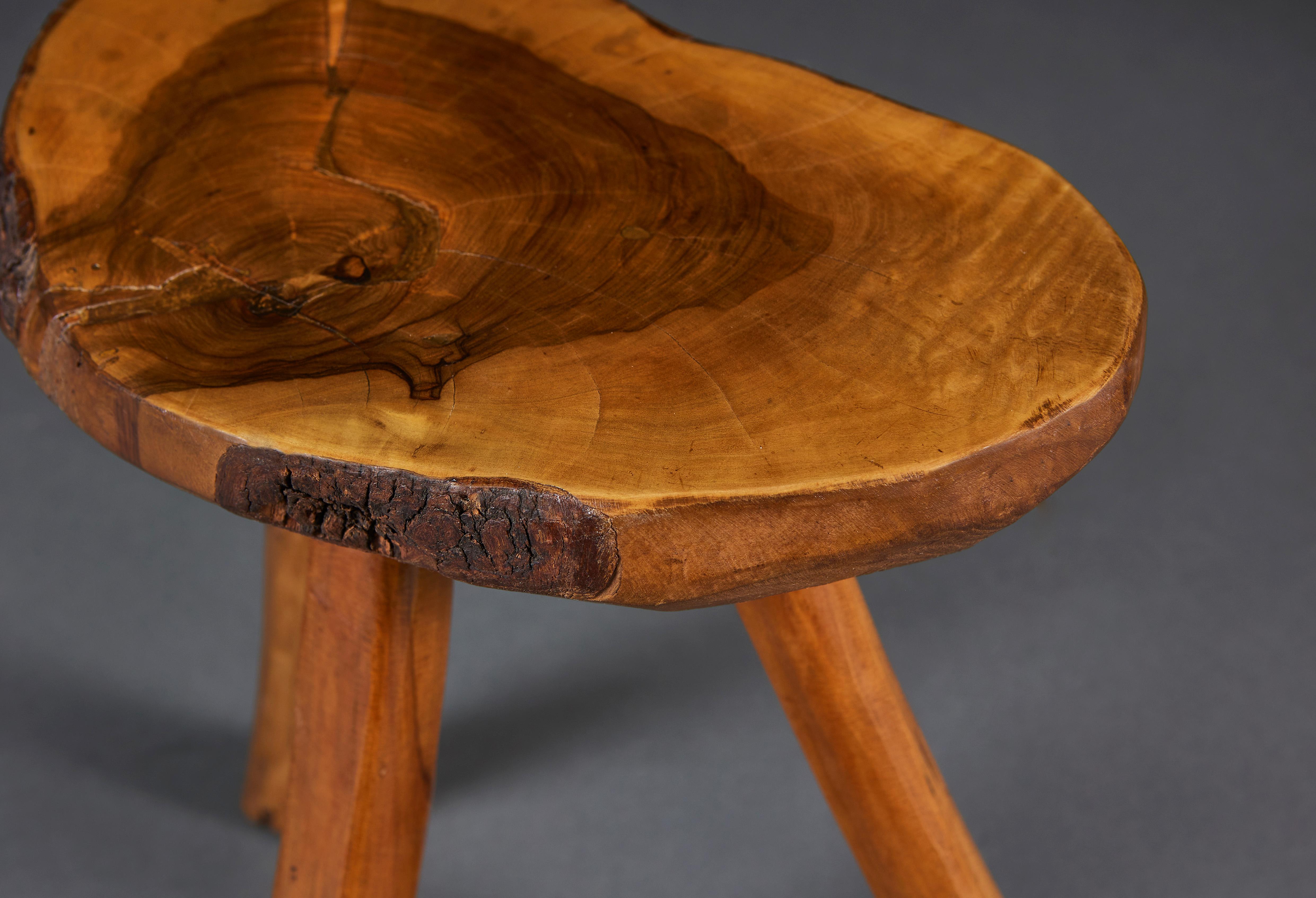 20th Century Rustic Elm Wood Cricket Table For Sale