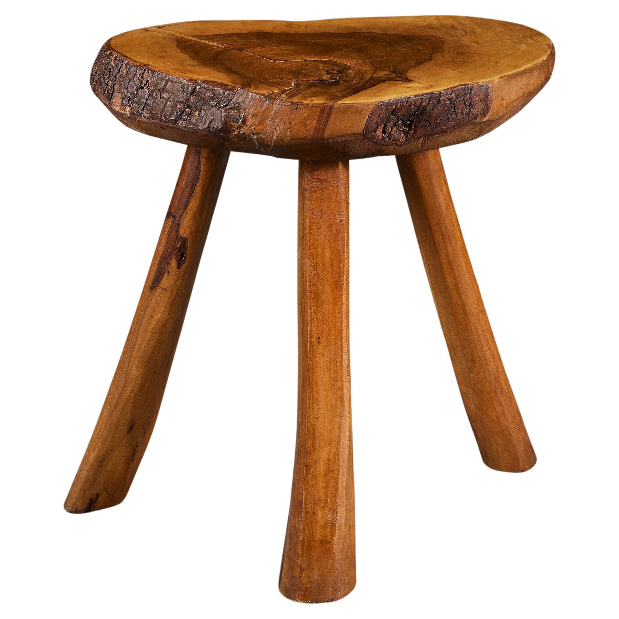 Rustic Elm Wood Cricket Table For Sale
