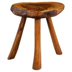 Antique Rustic Elm Wood Cricket Table