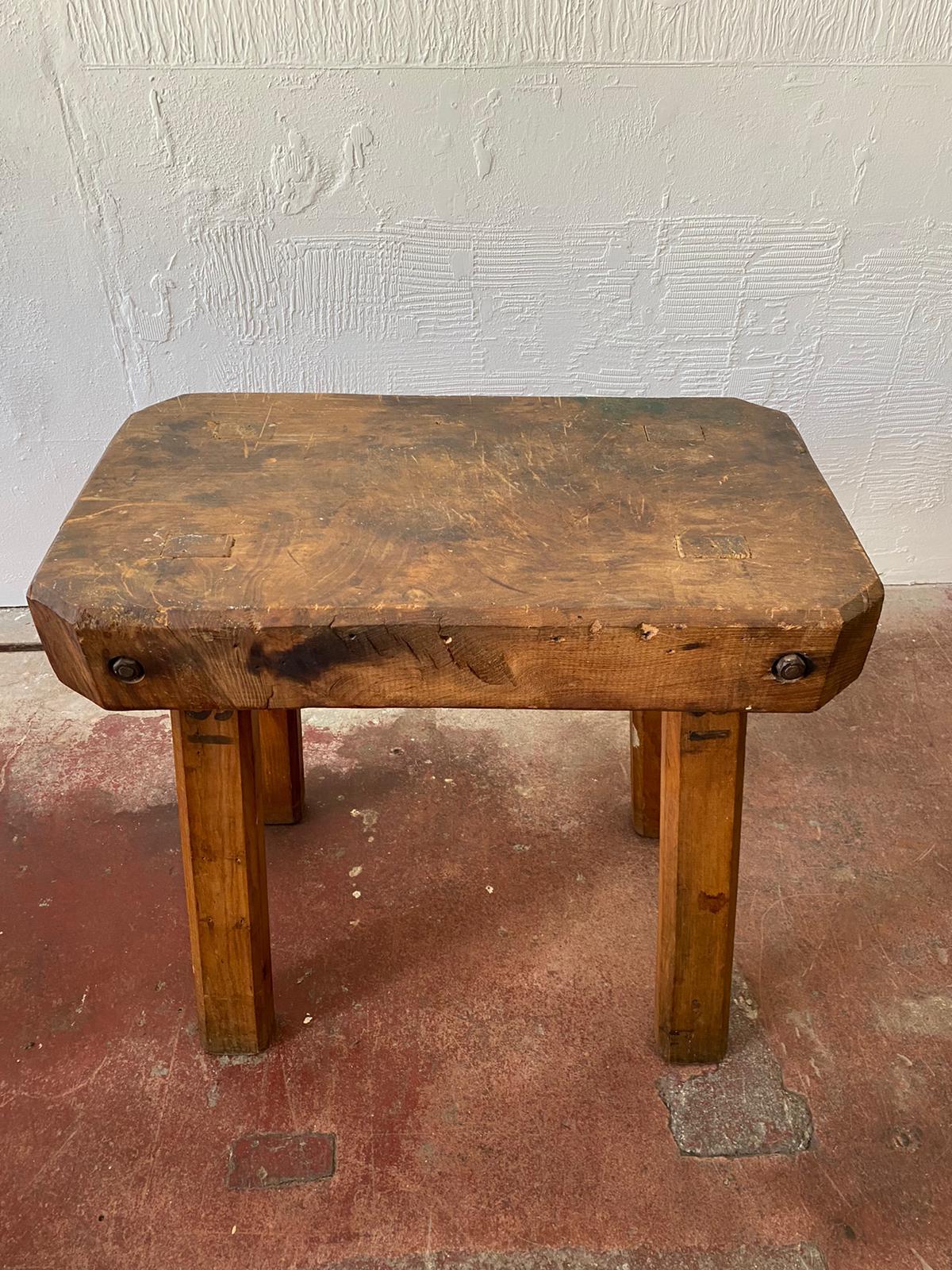 Industrial A Rustic Farmhouse Chopping Block Table For Sale