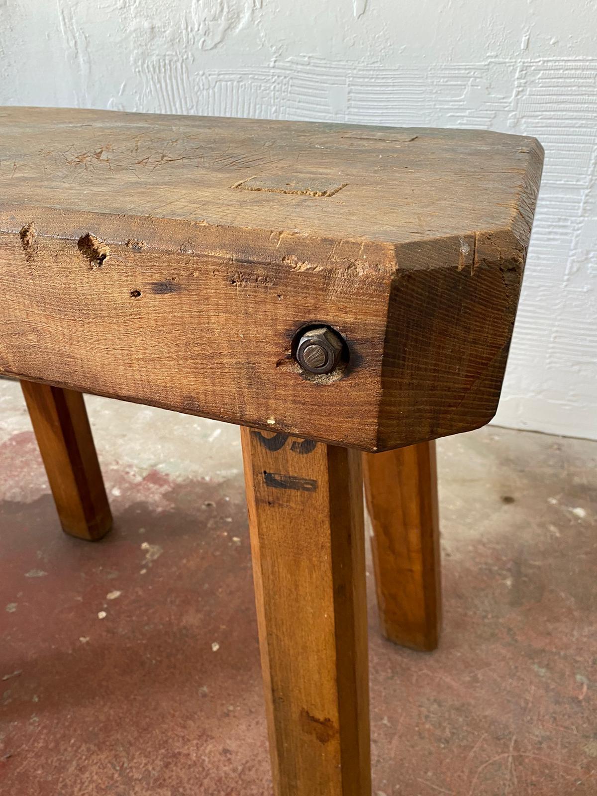 A Rustic Farmhouse Chopping Block Table In Good Condition For Sale In Somerton, GB