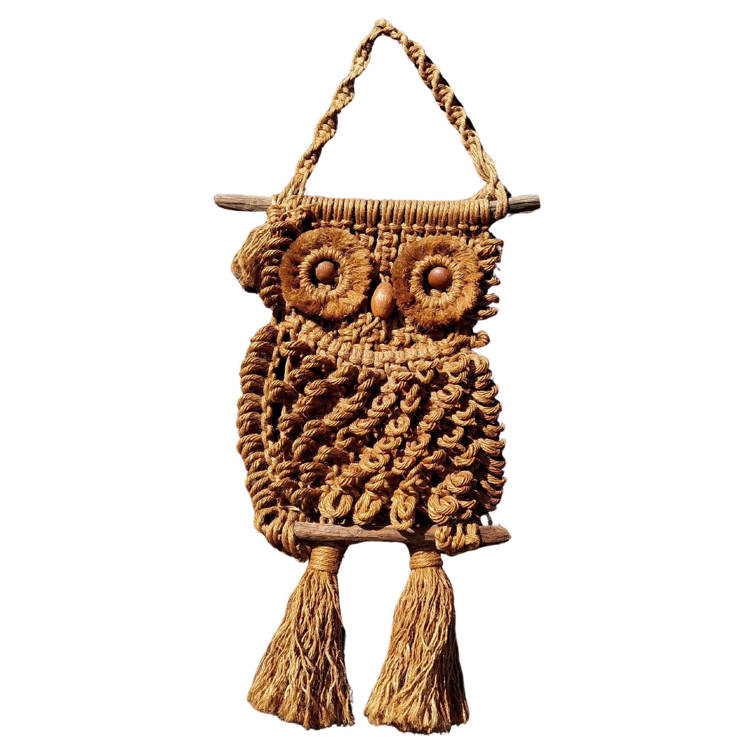 A RUSTIC MODERN BRUTALIST PRIMITIVIST Animalist OWL Wall Sculpture France 1970 For Sale
